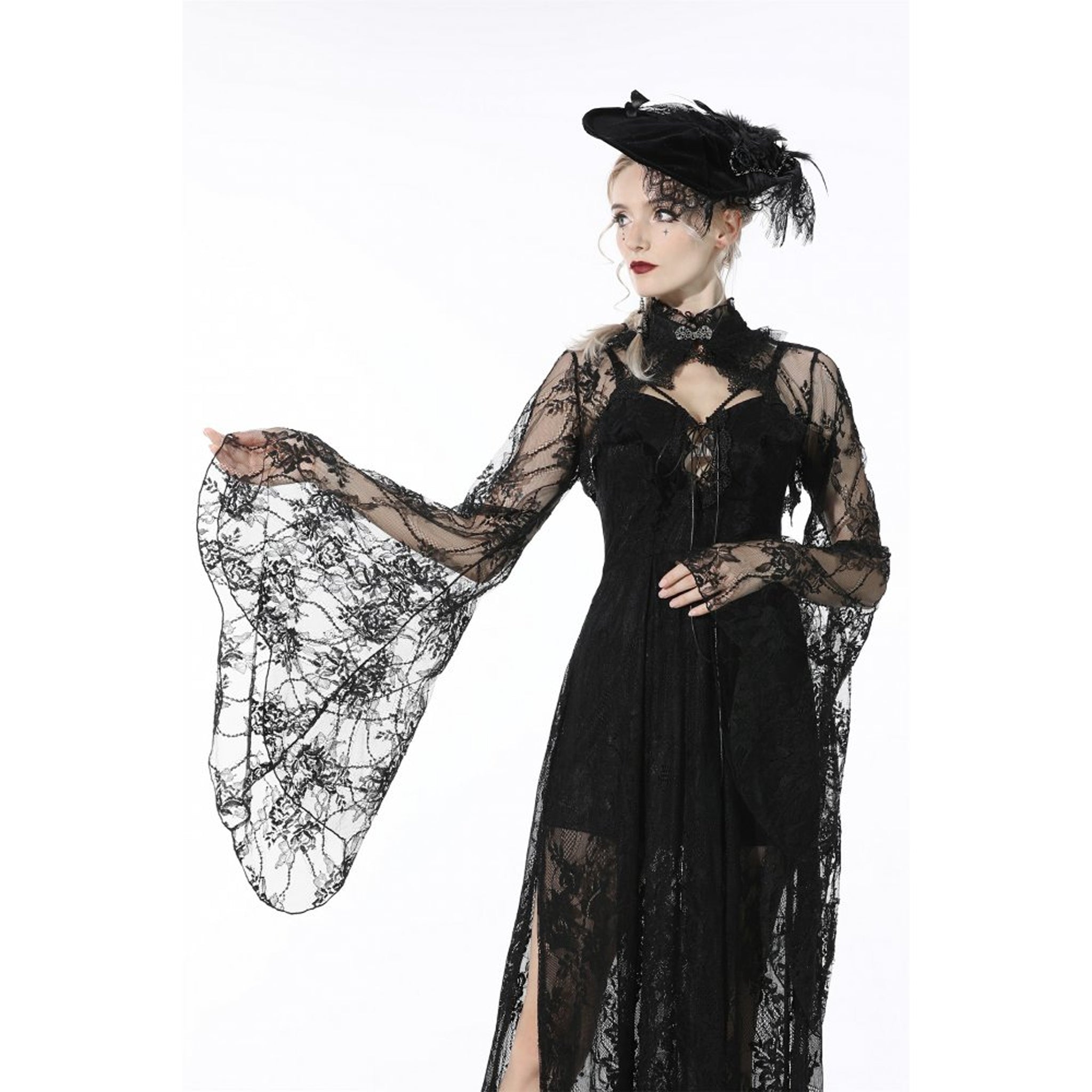 Bell Sleeved Lace Crop Jacket