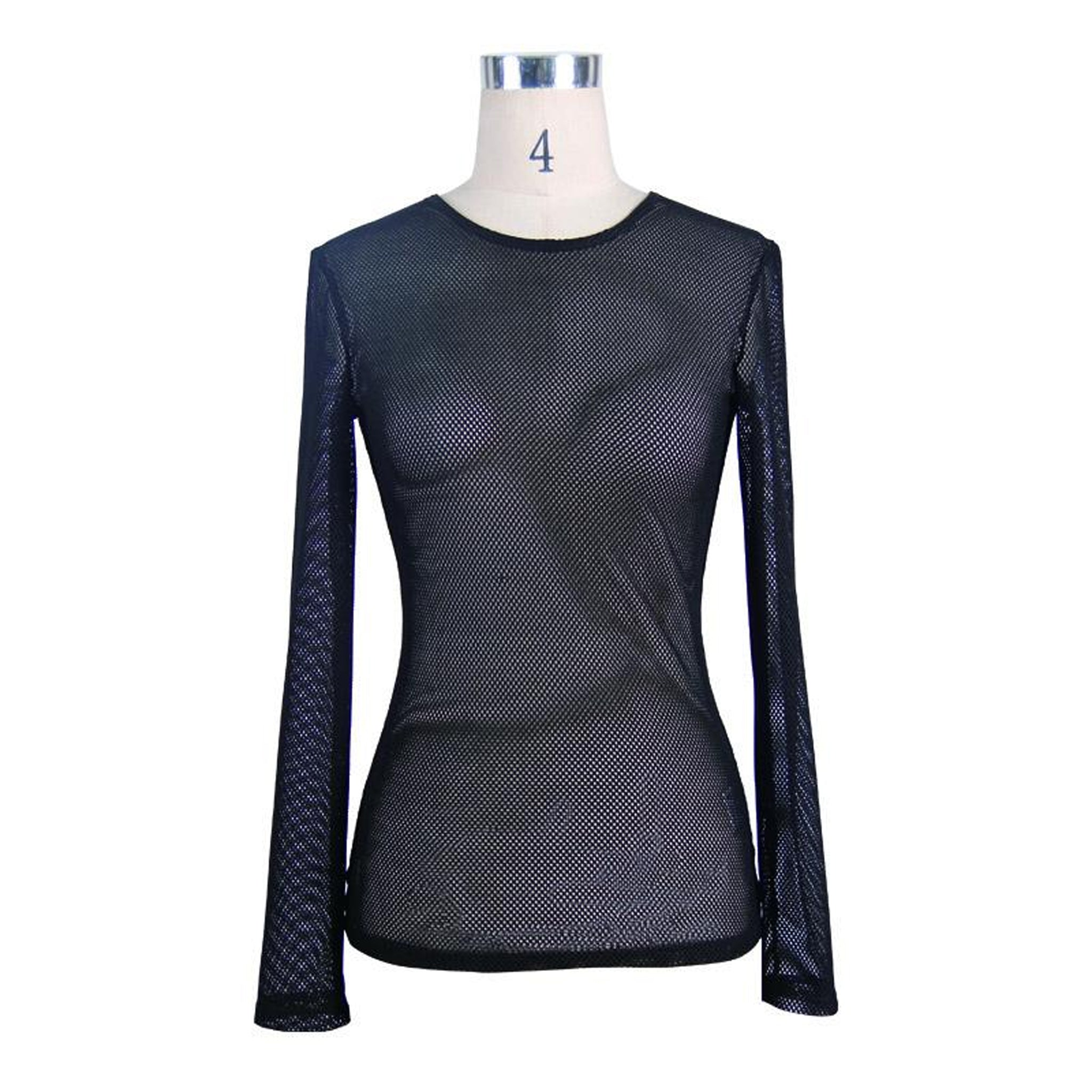 long sleeve slim fishnet top
