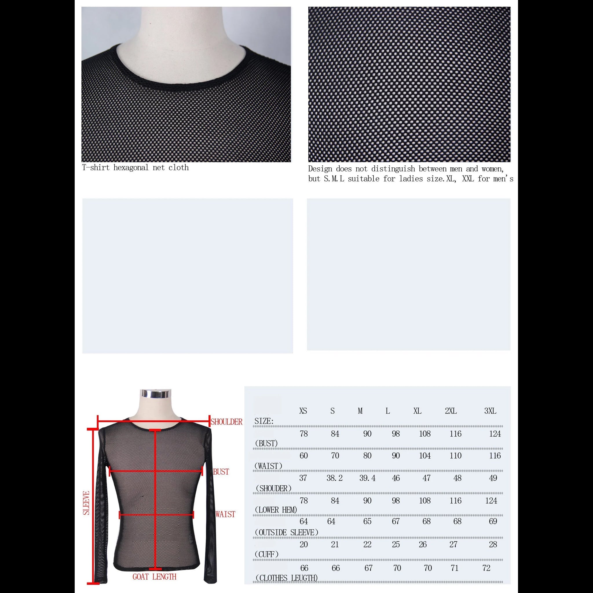 long sleeve slim fishnet top