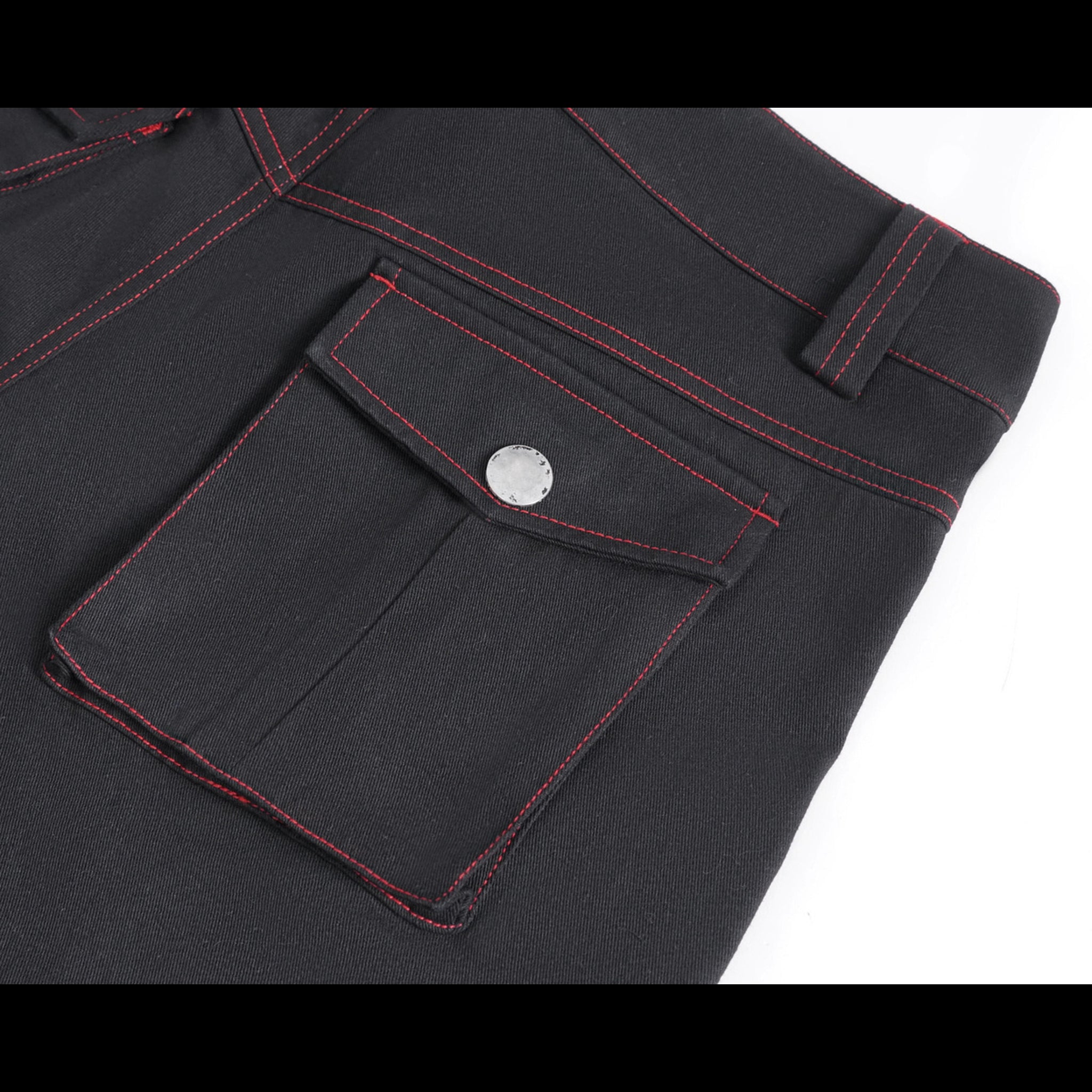 Red Black Wide Leg Pin Pants