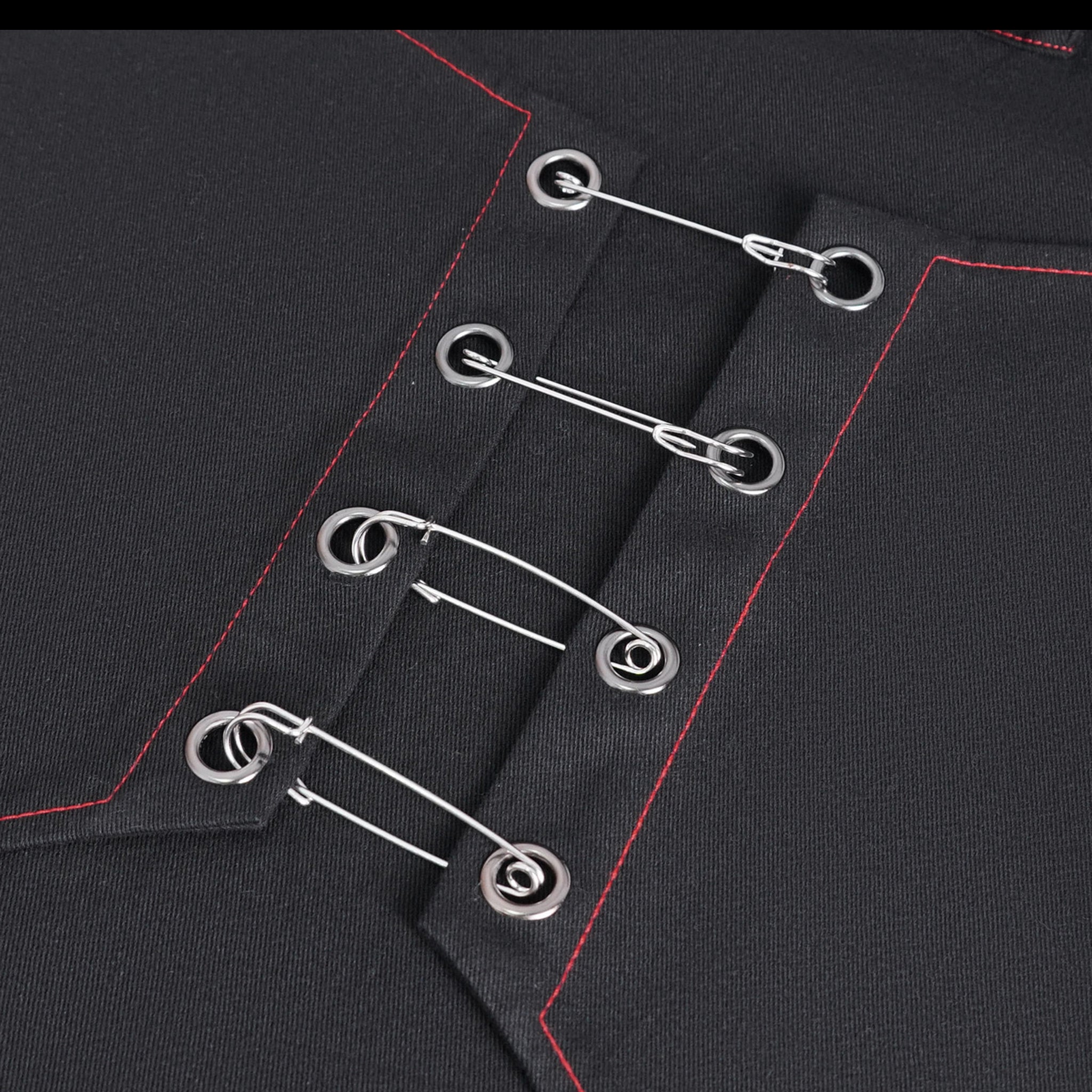 Red Black Wide Leg Pin Pants