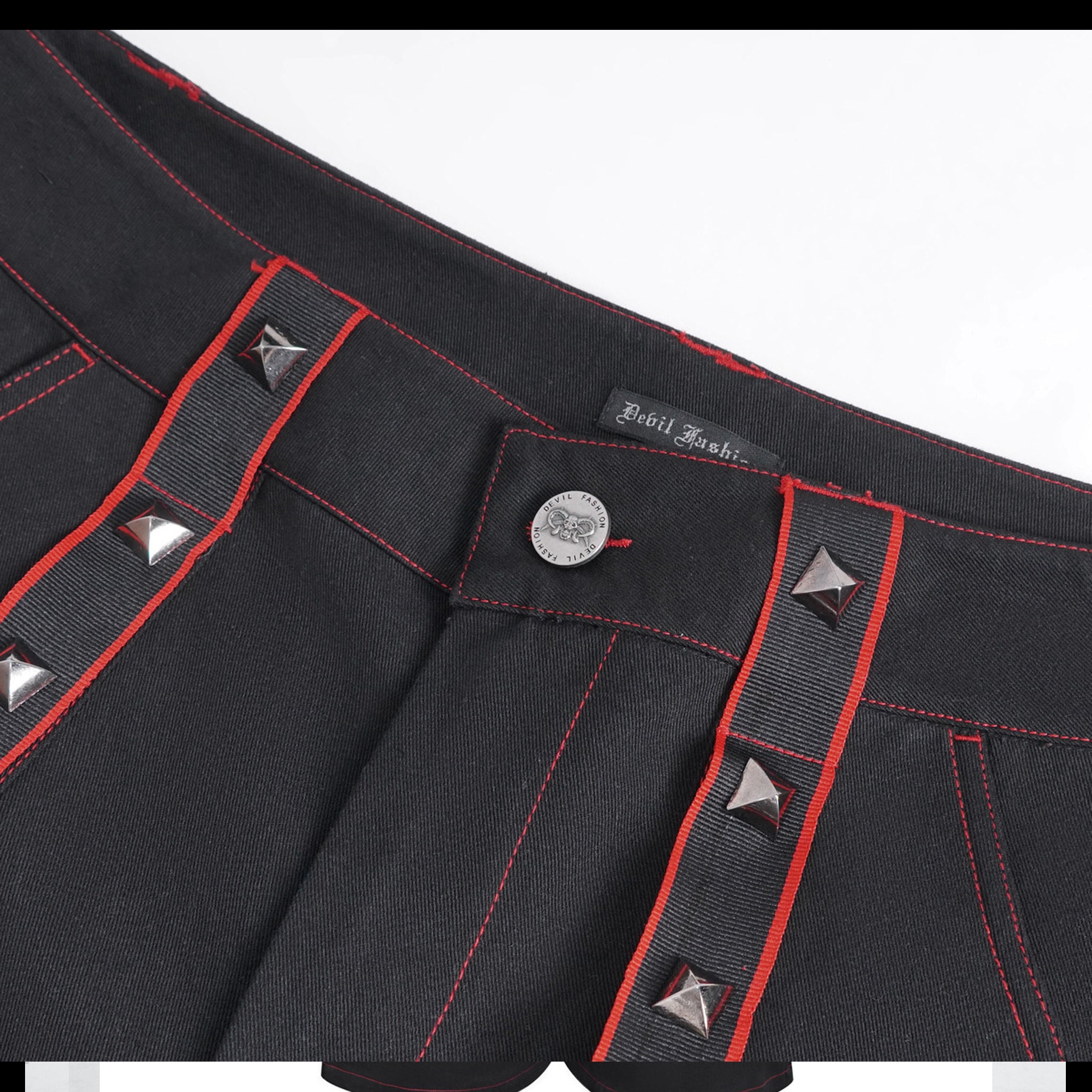 Red Black Wide Leg Pin Pants