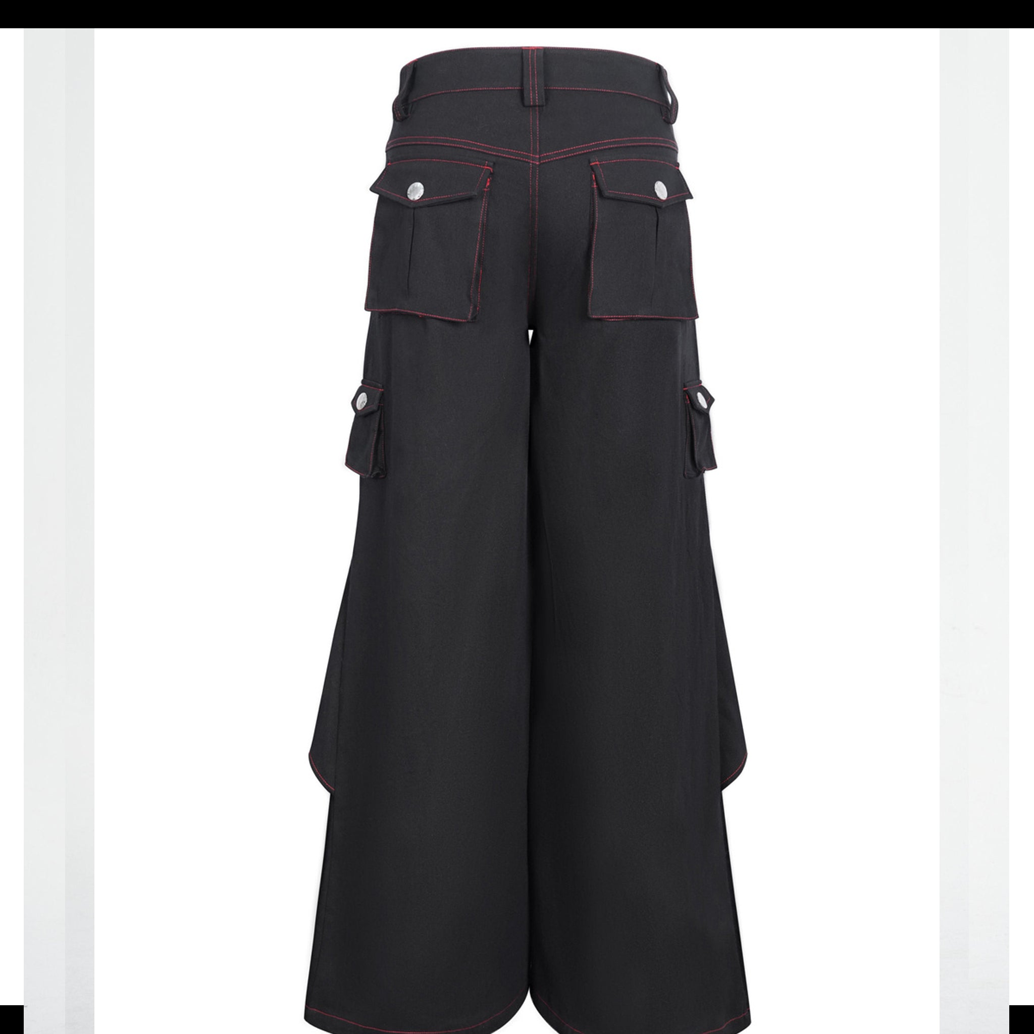 Red Black Wide Leg Pin Pants