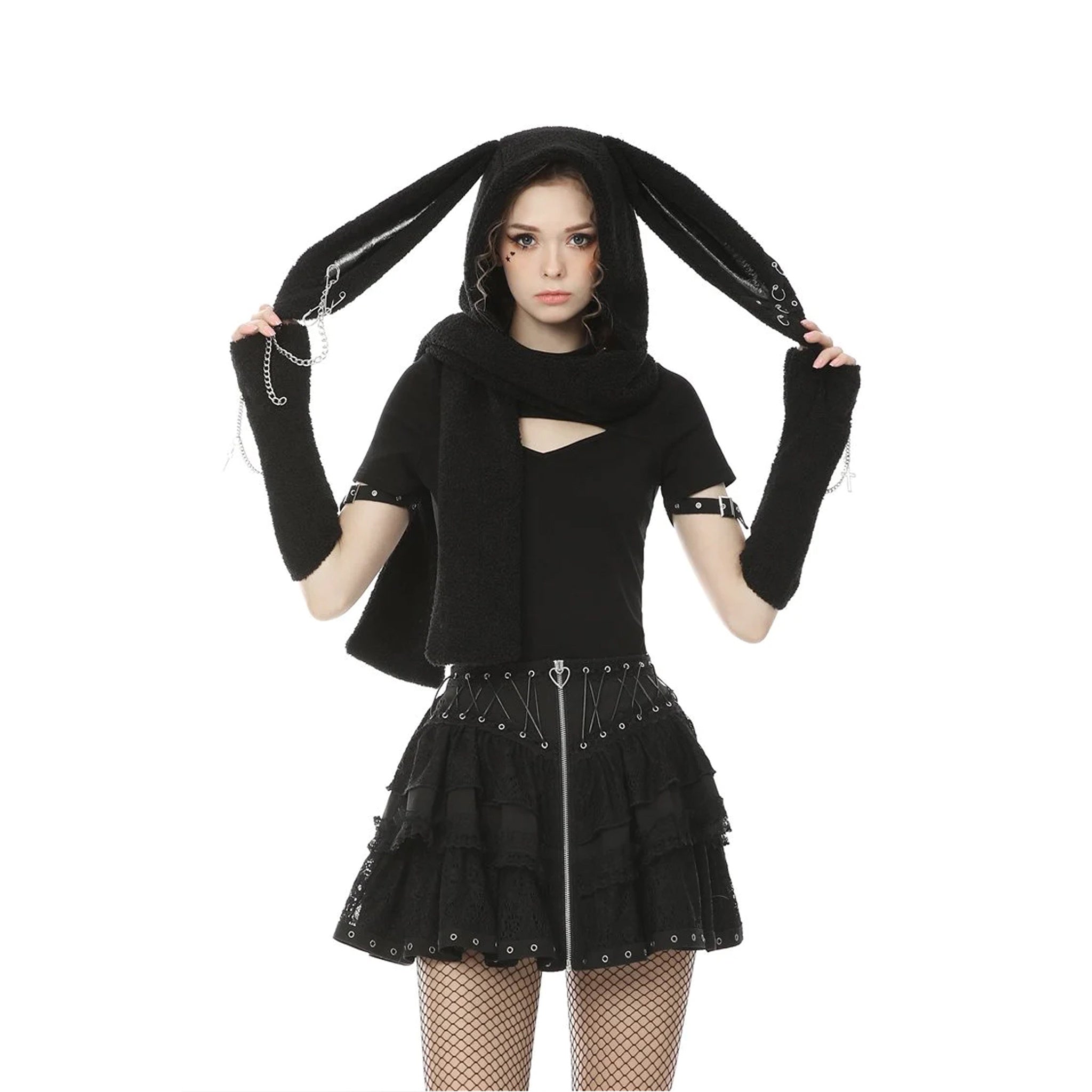 bunny ear hoodie scarf