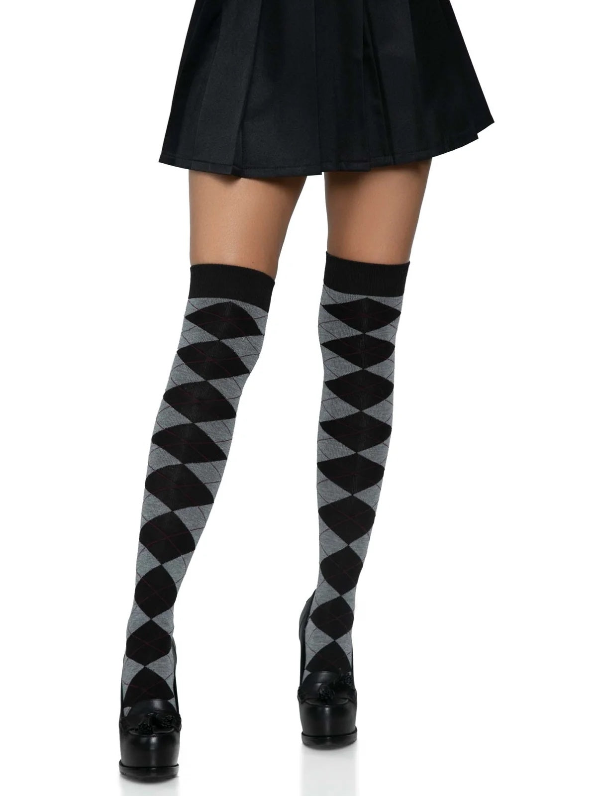 Argyle Knit Over The Knee Socks