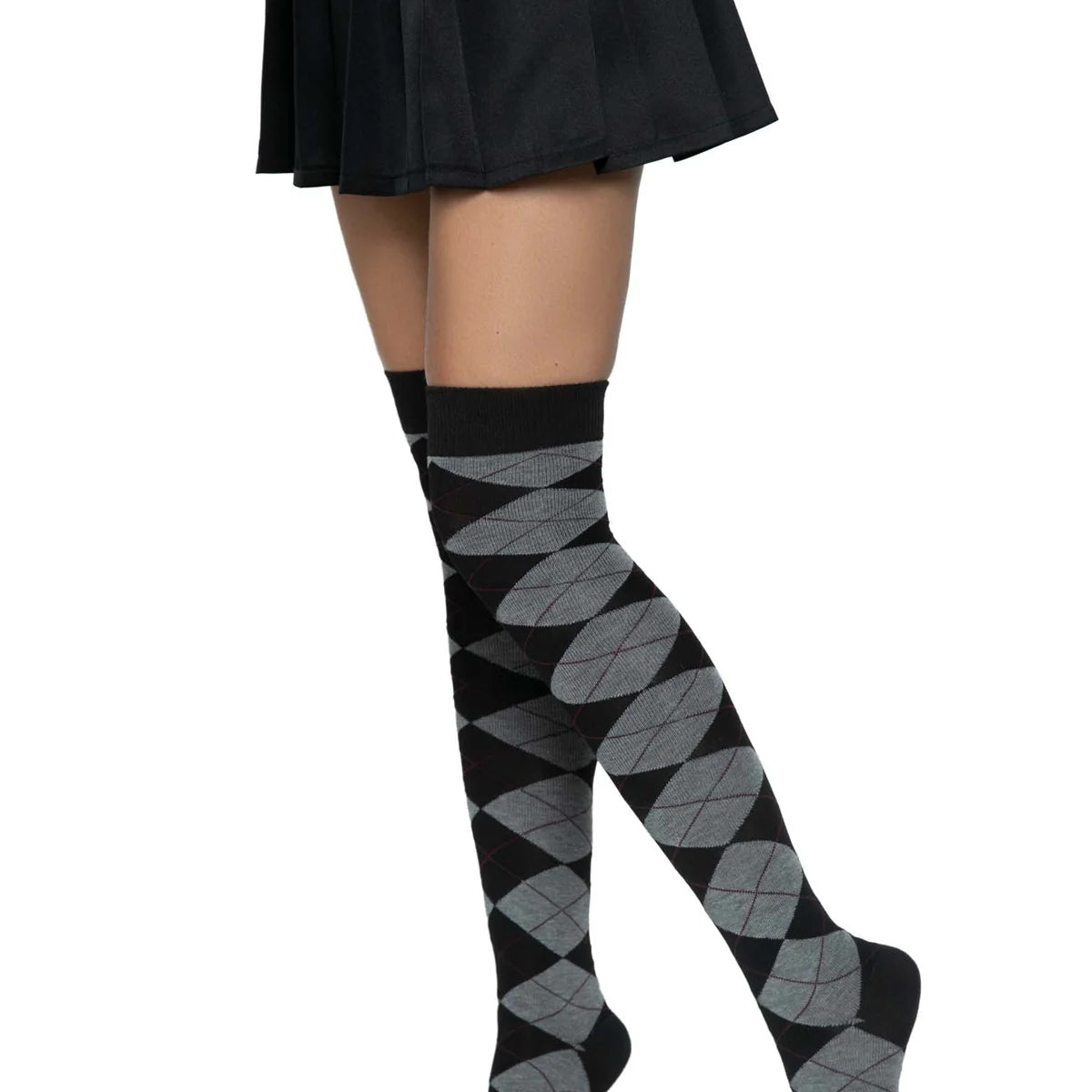 Argyle Knit Over The Knee Socks