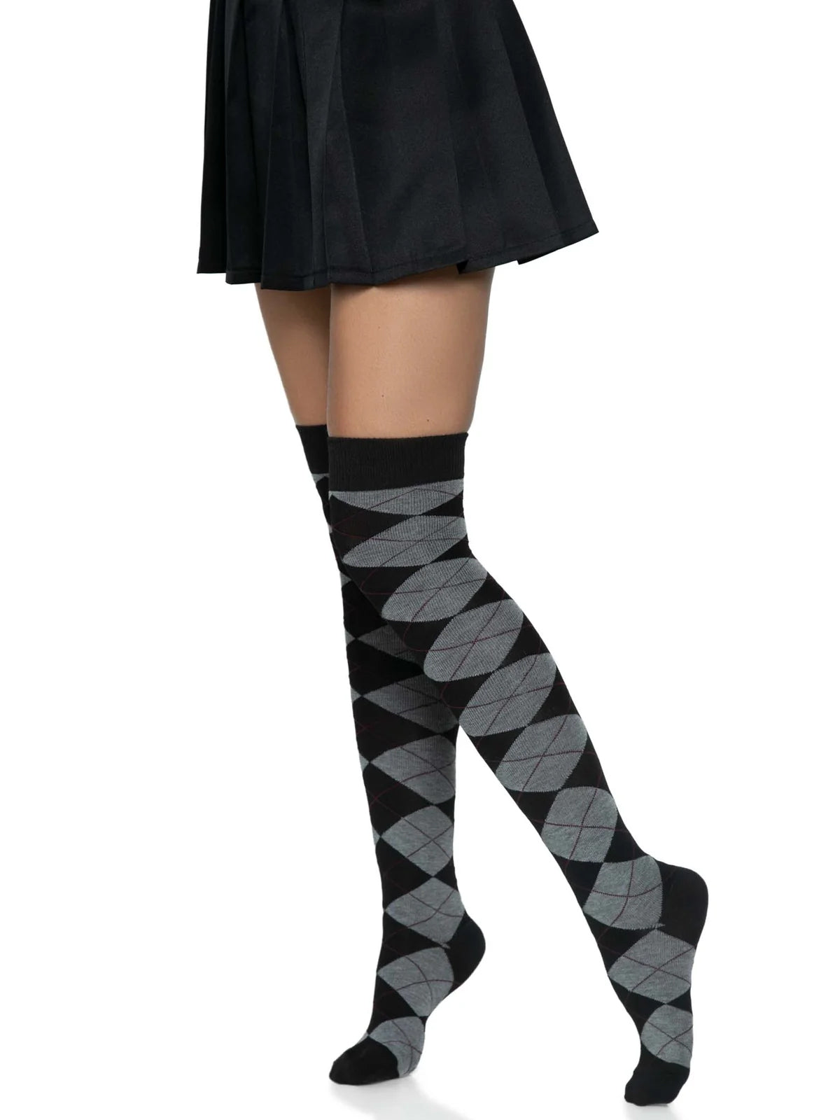 Argyle Knit Over The Knee Socks