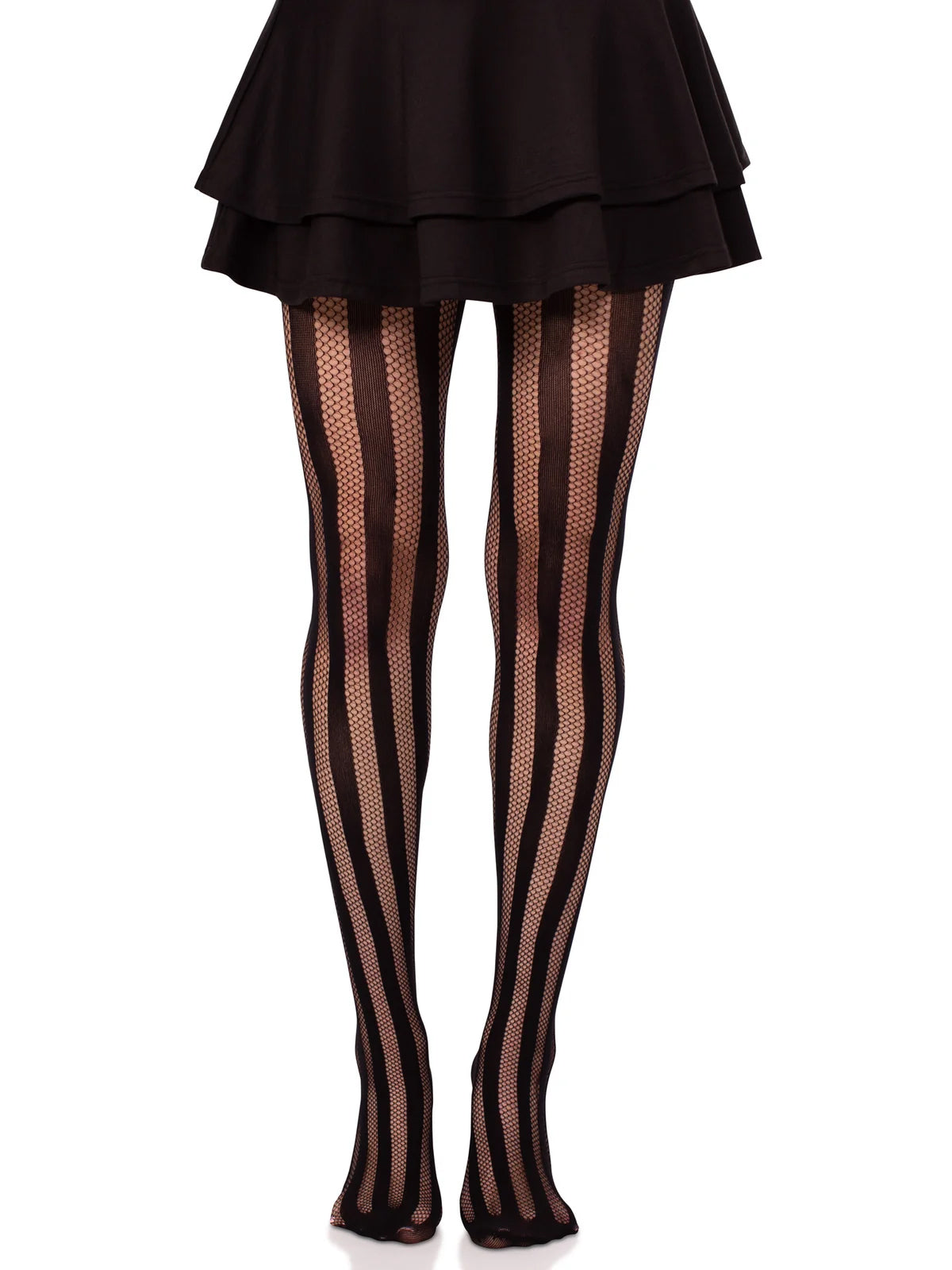 Net And Opaque Stiped Tights