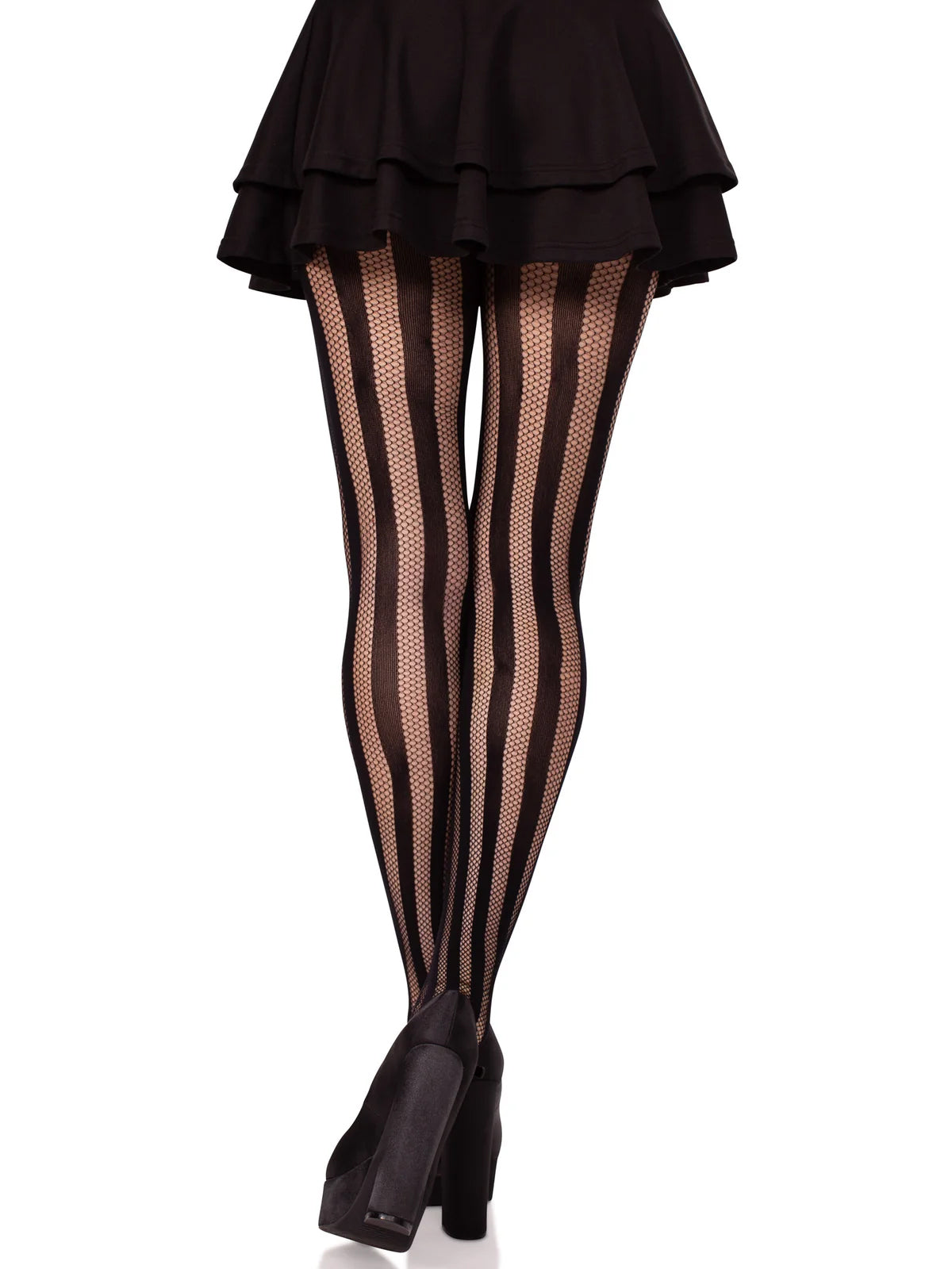 Net And Opaque Stiped Tights