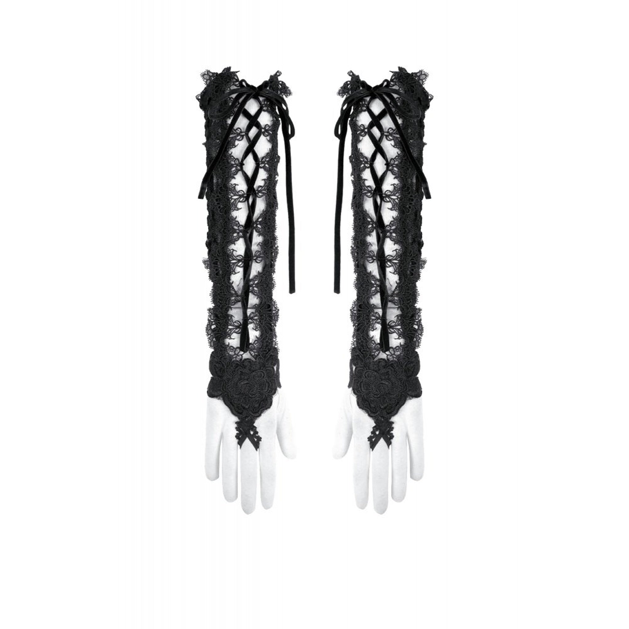 Elbow Length Lace Up Gloves