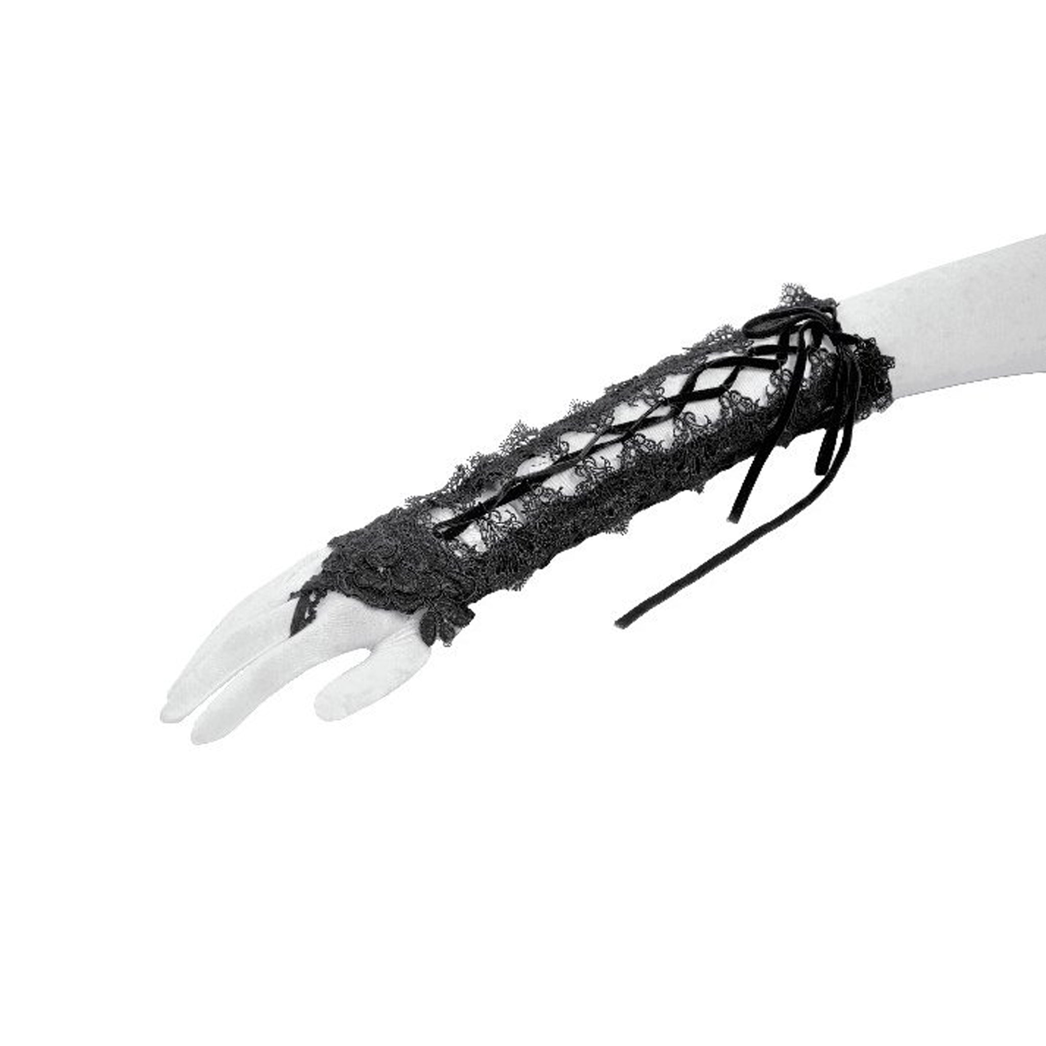 Elbow Length Lace Up Gloves