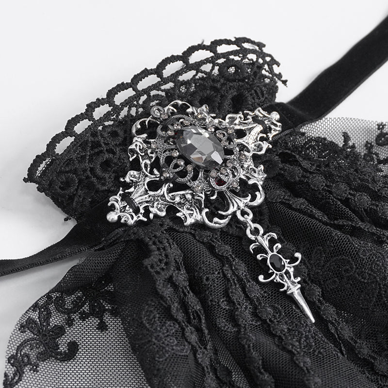 Gothic Brooched Fringe Ascot
