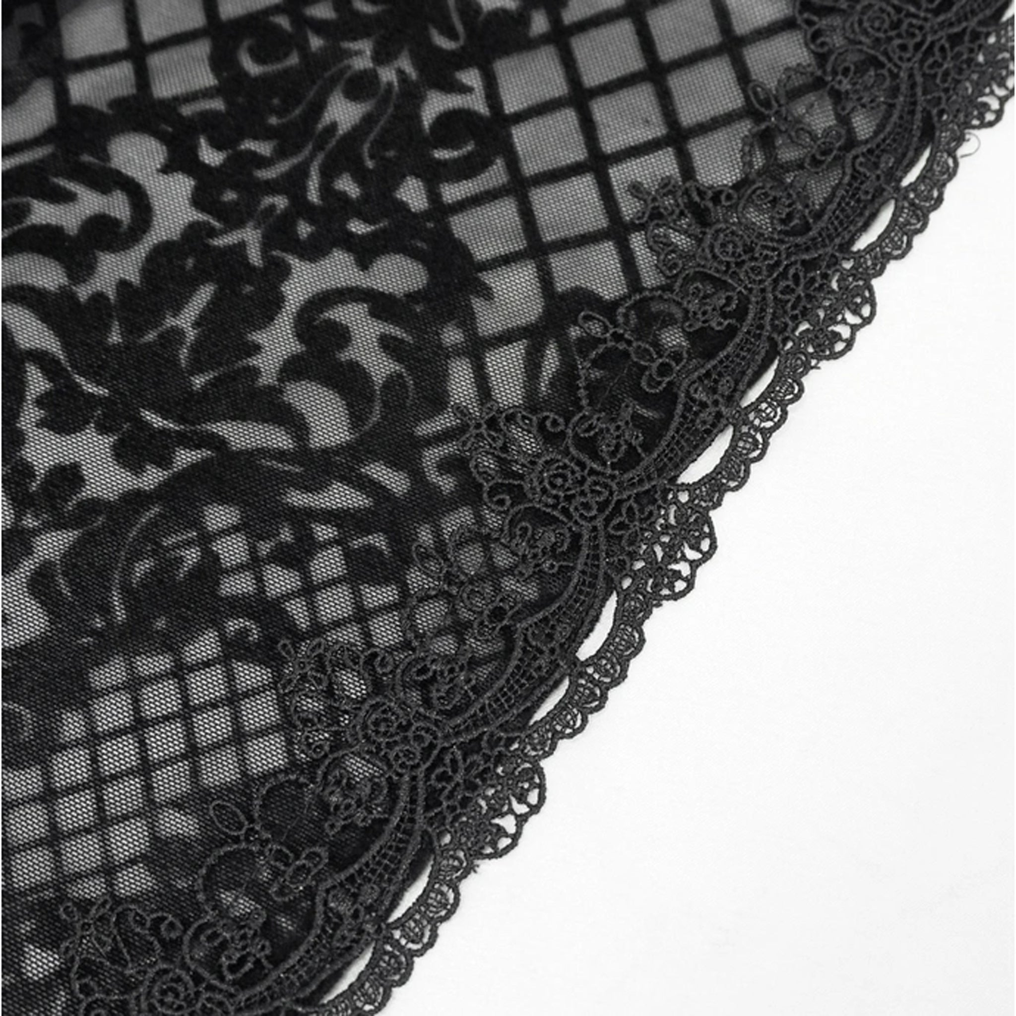 Velvet Mesh Hooded Caplet