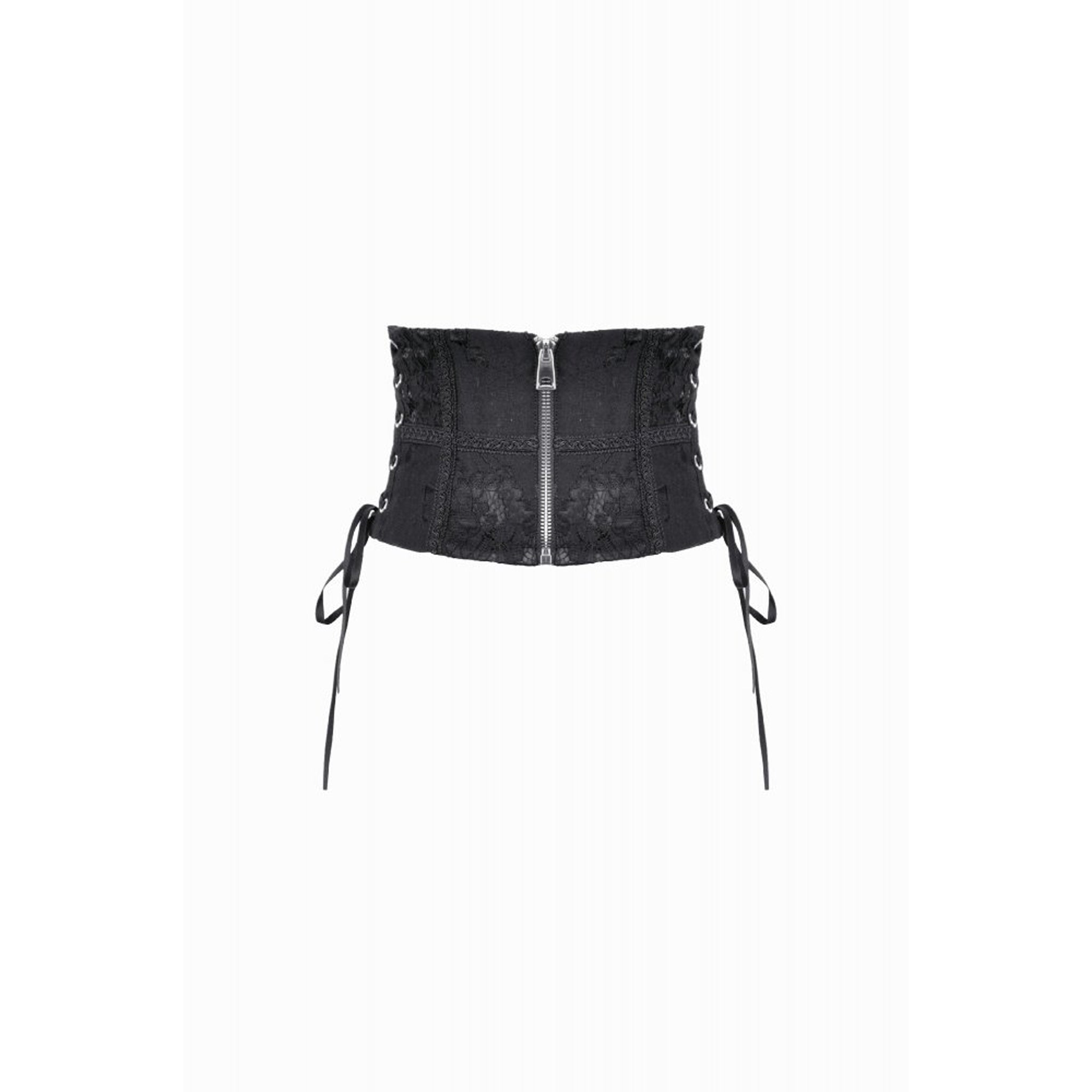 Side Lacing Zip Front Corset Style Belt