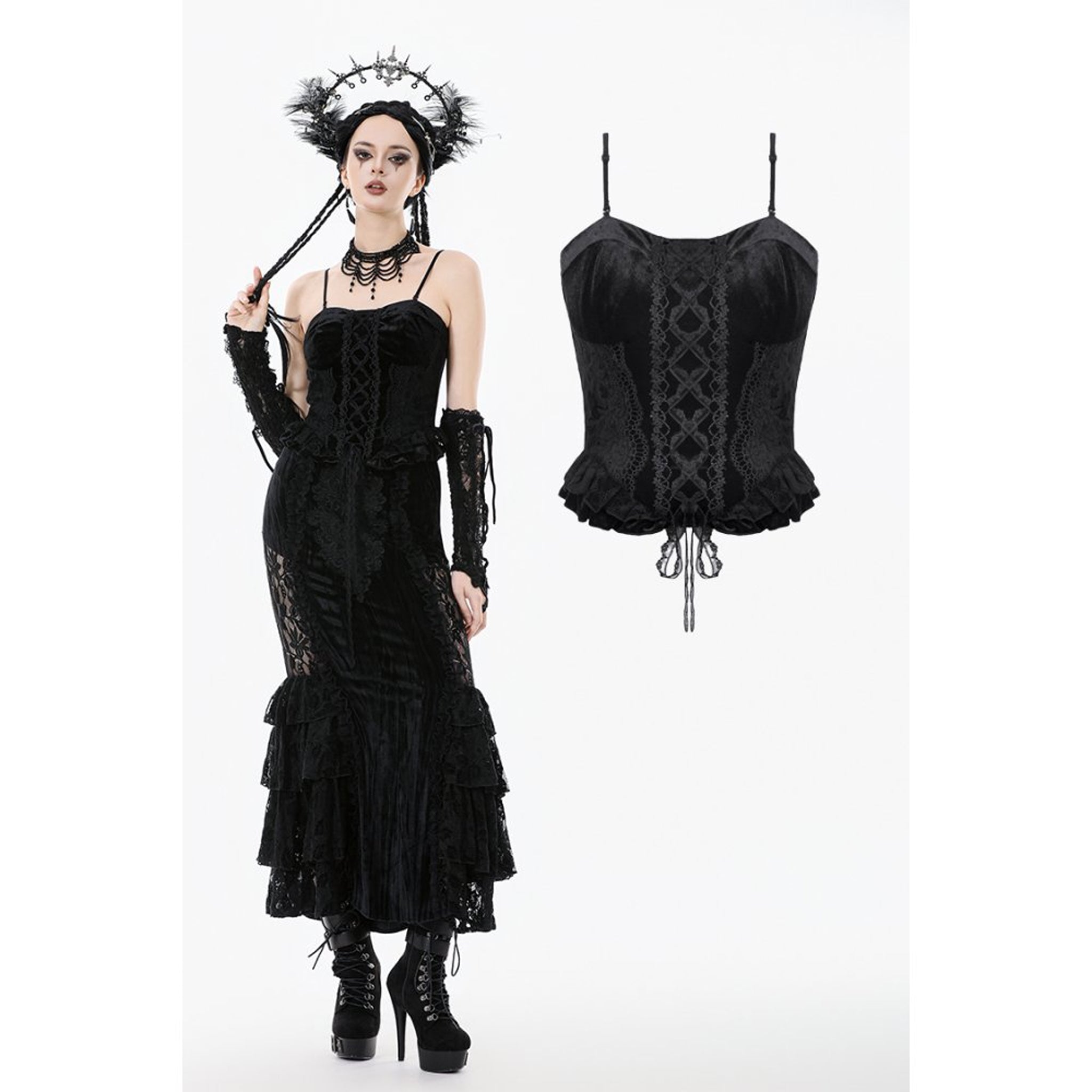 Gothic Velvet Lace Bustier