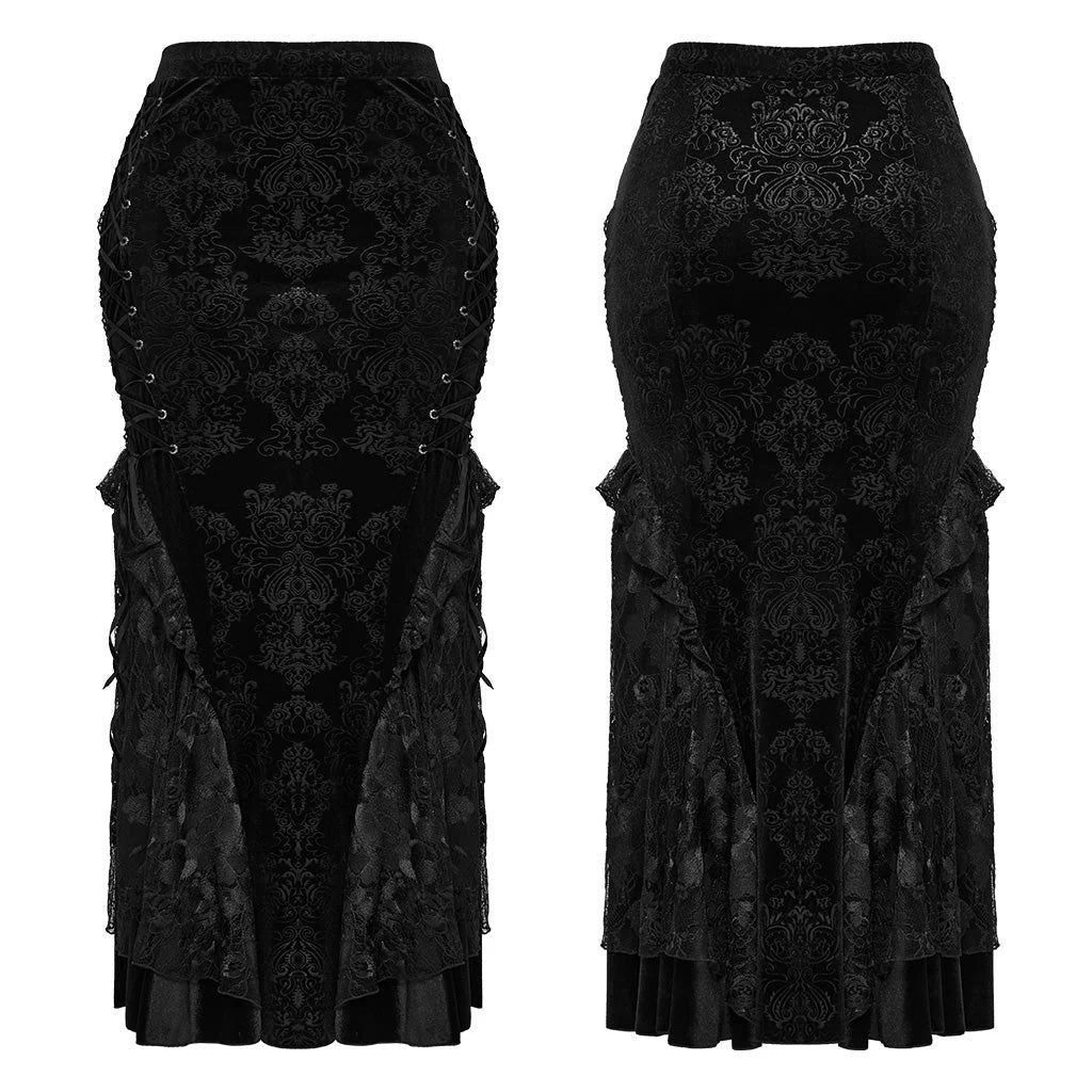 Gothic Embossed Velvet Fishtale Skirt