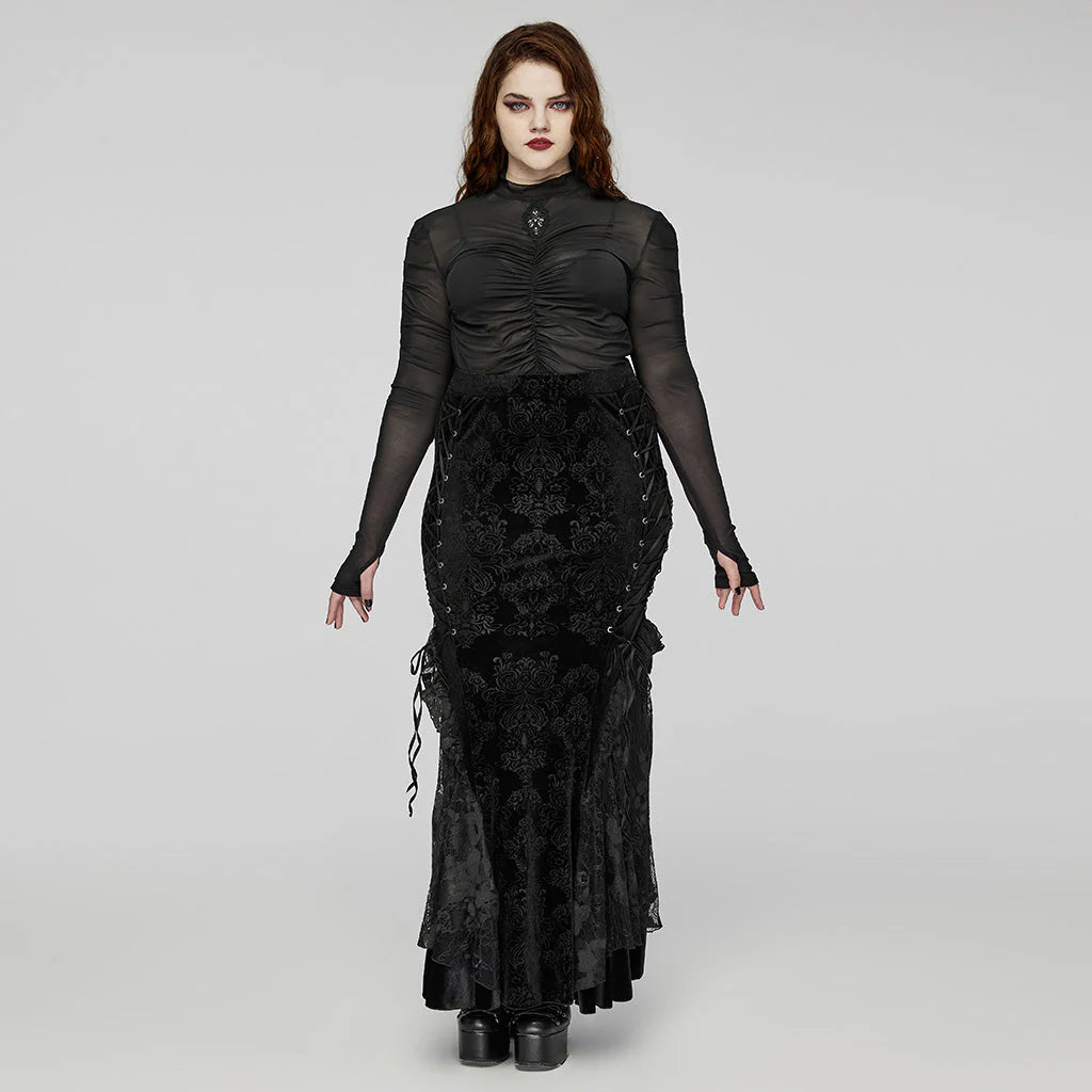 Gothic Embossed Velvet Fishtale Skirt