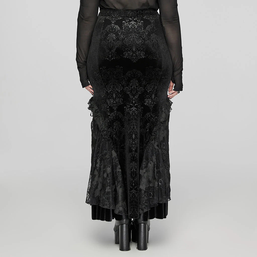 Gothic Embossed Velvet Fishtale Skirt