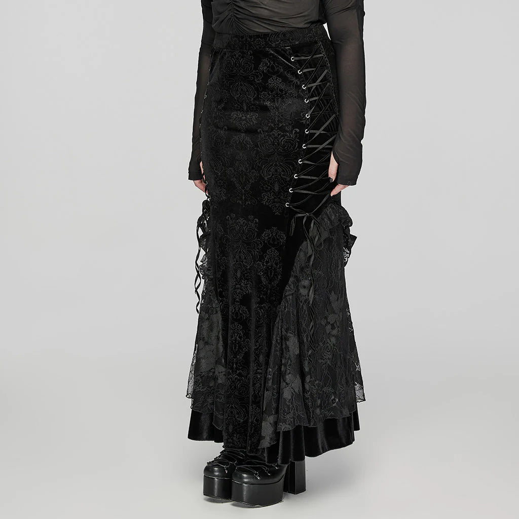 Gothic Embossed Velvet Fishtale Skirt