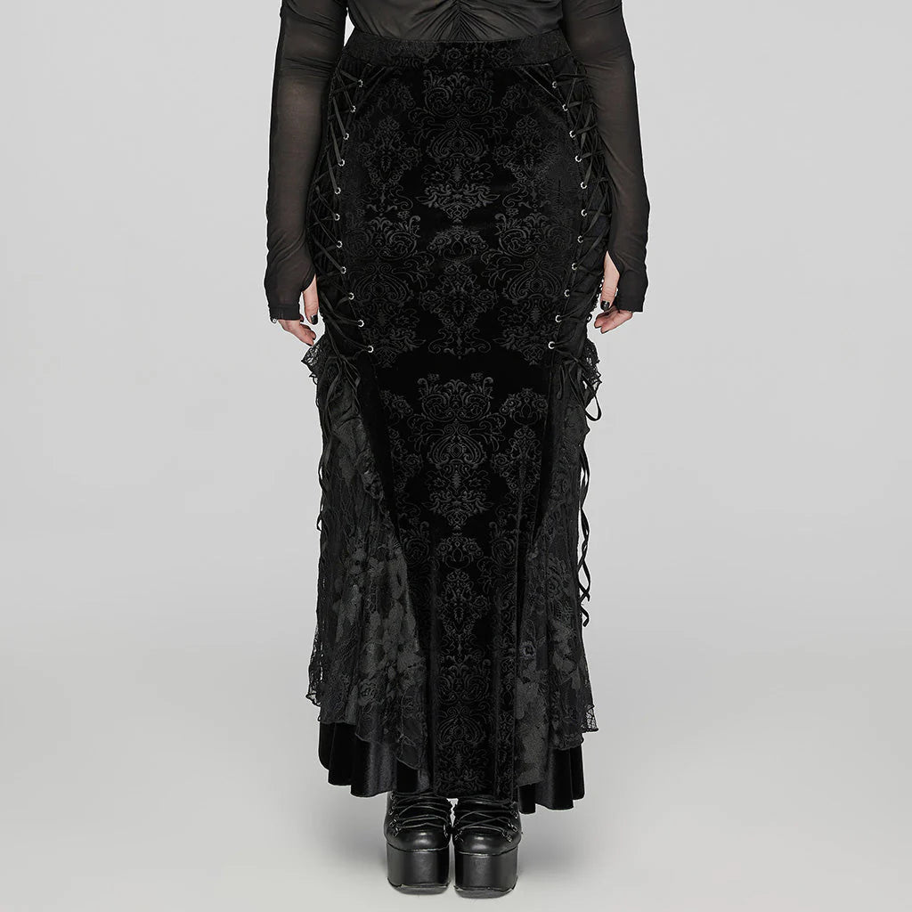 Gothic Embossed Velvet Fishtale Skirt