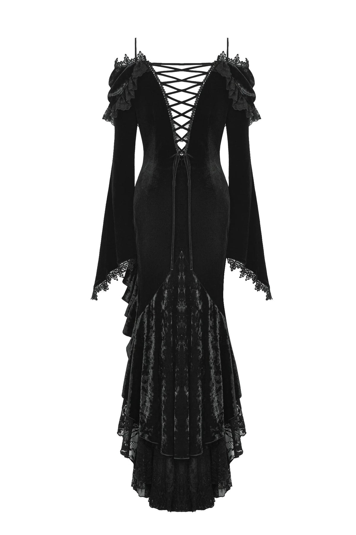 Off Shoulder Ruffle Velvet Dress