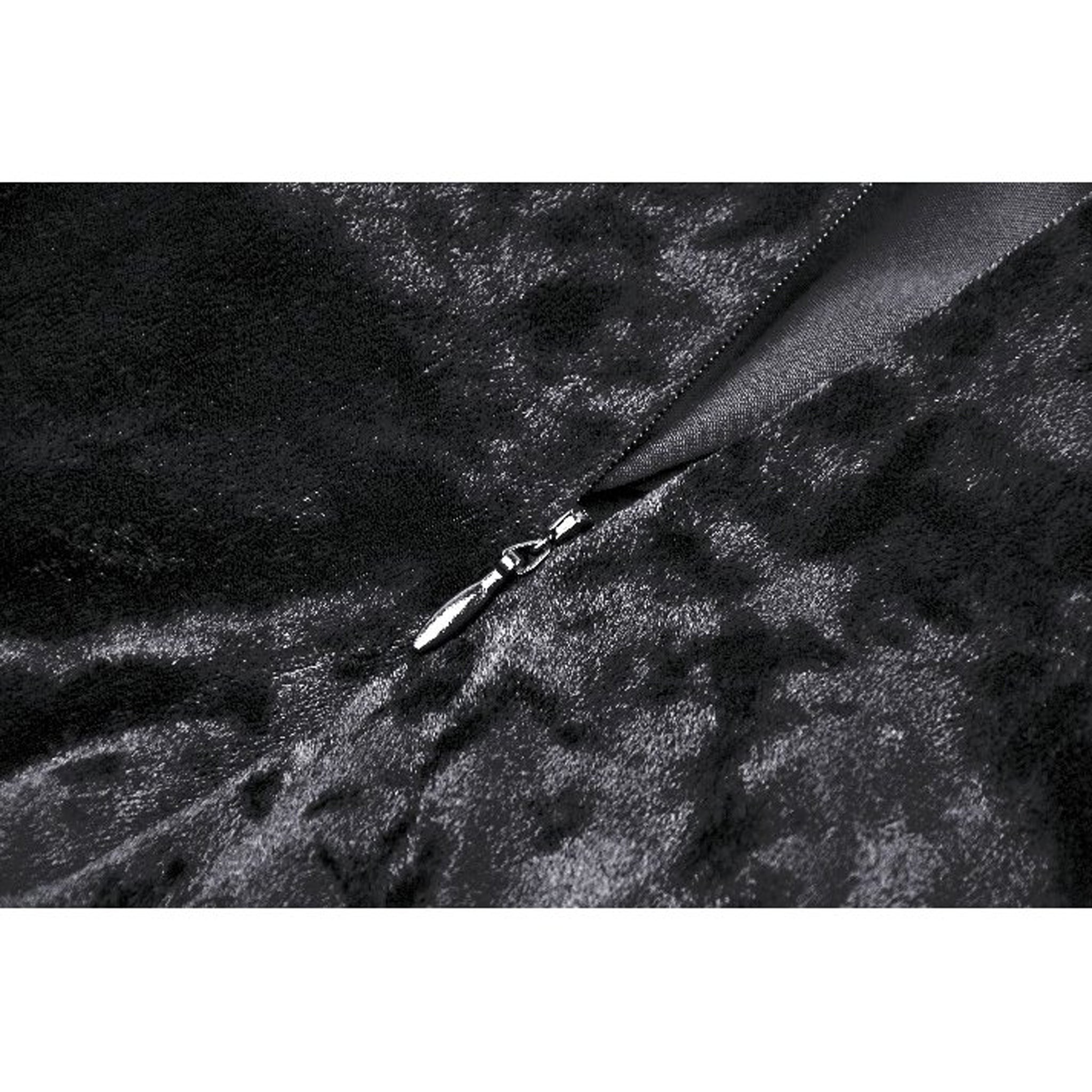 Fur Trim Velvet V Neck Dress