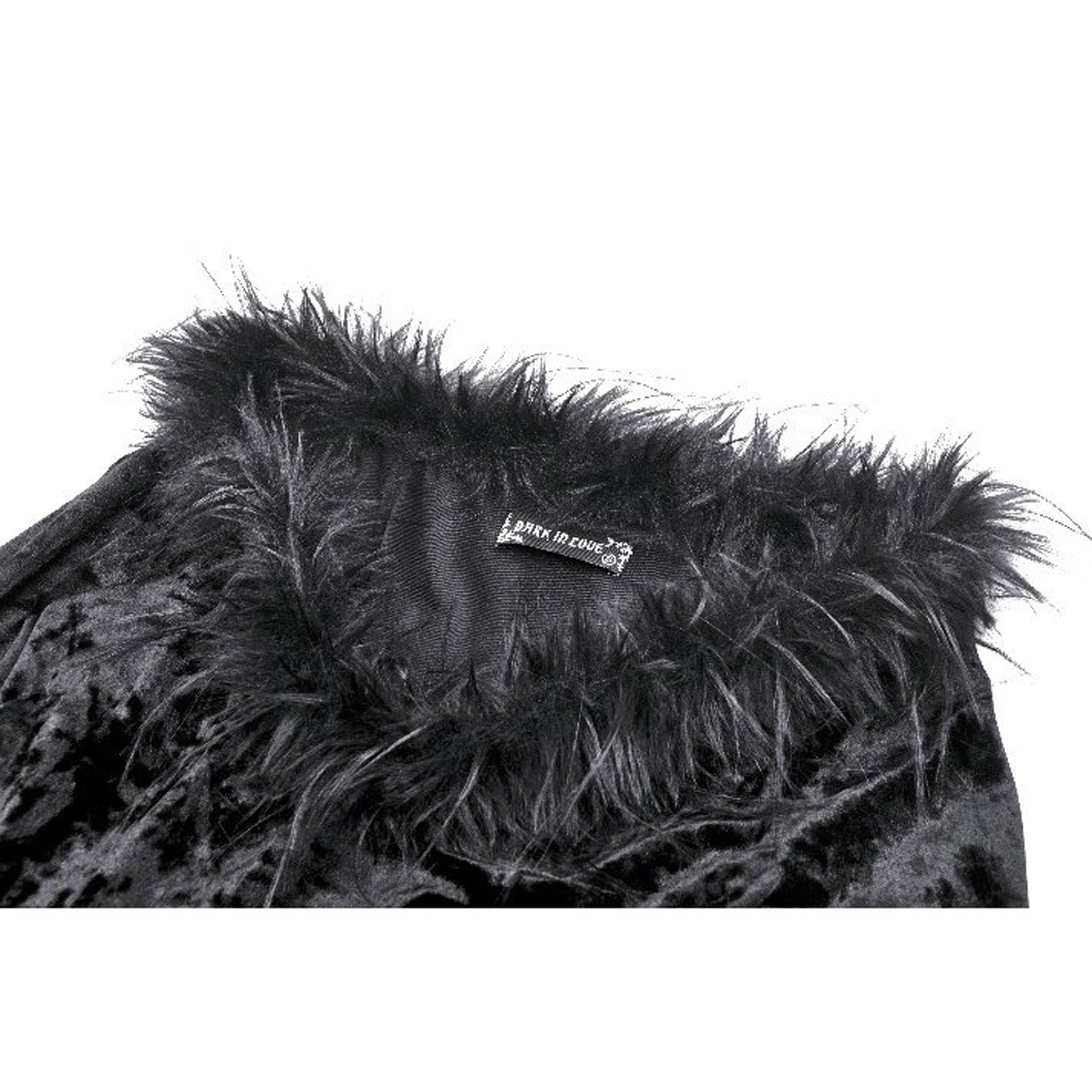 Fur Trim Velvet V Neck Dress