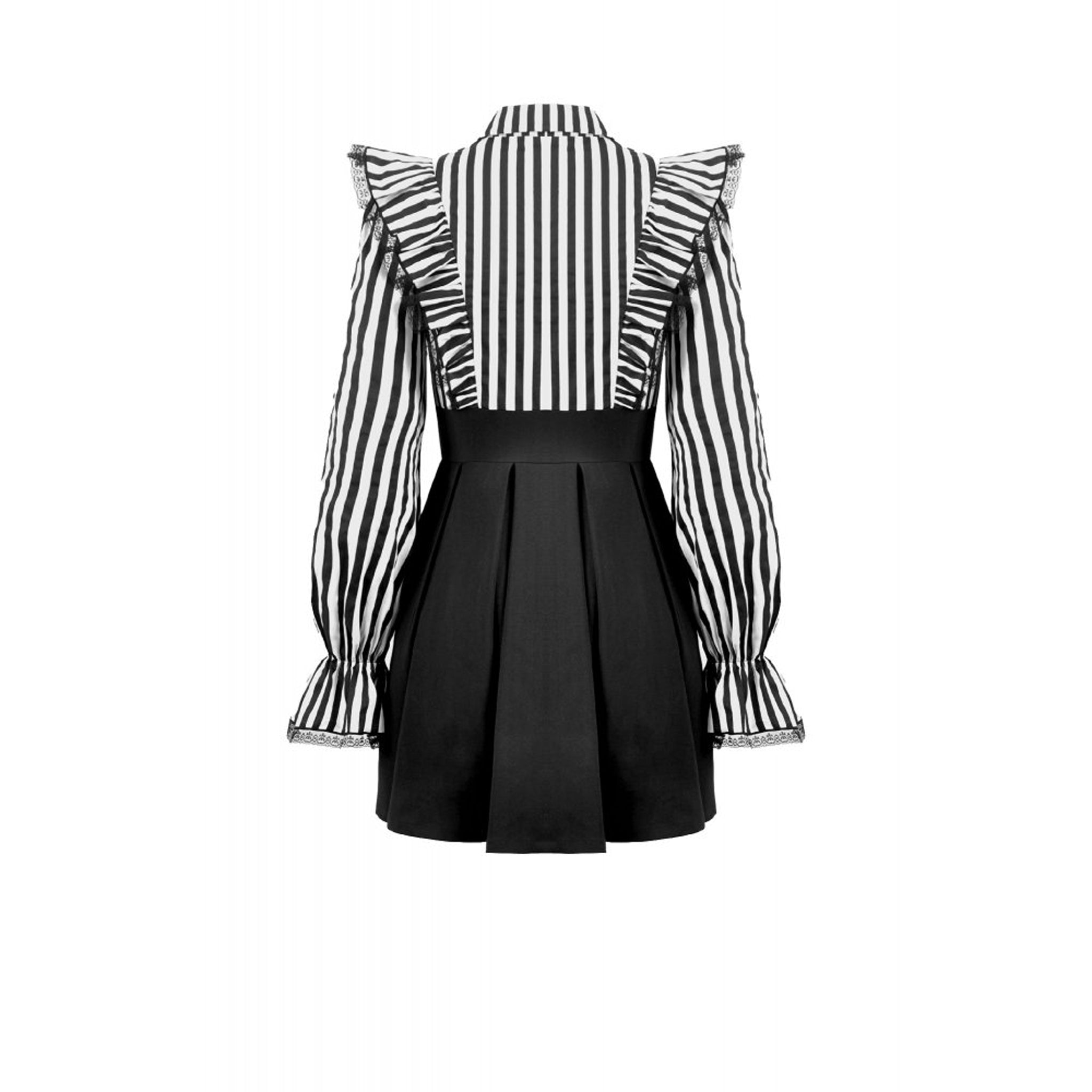 Striped Ruffle Shoulder Dress