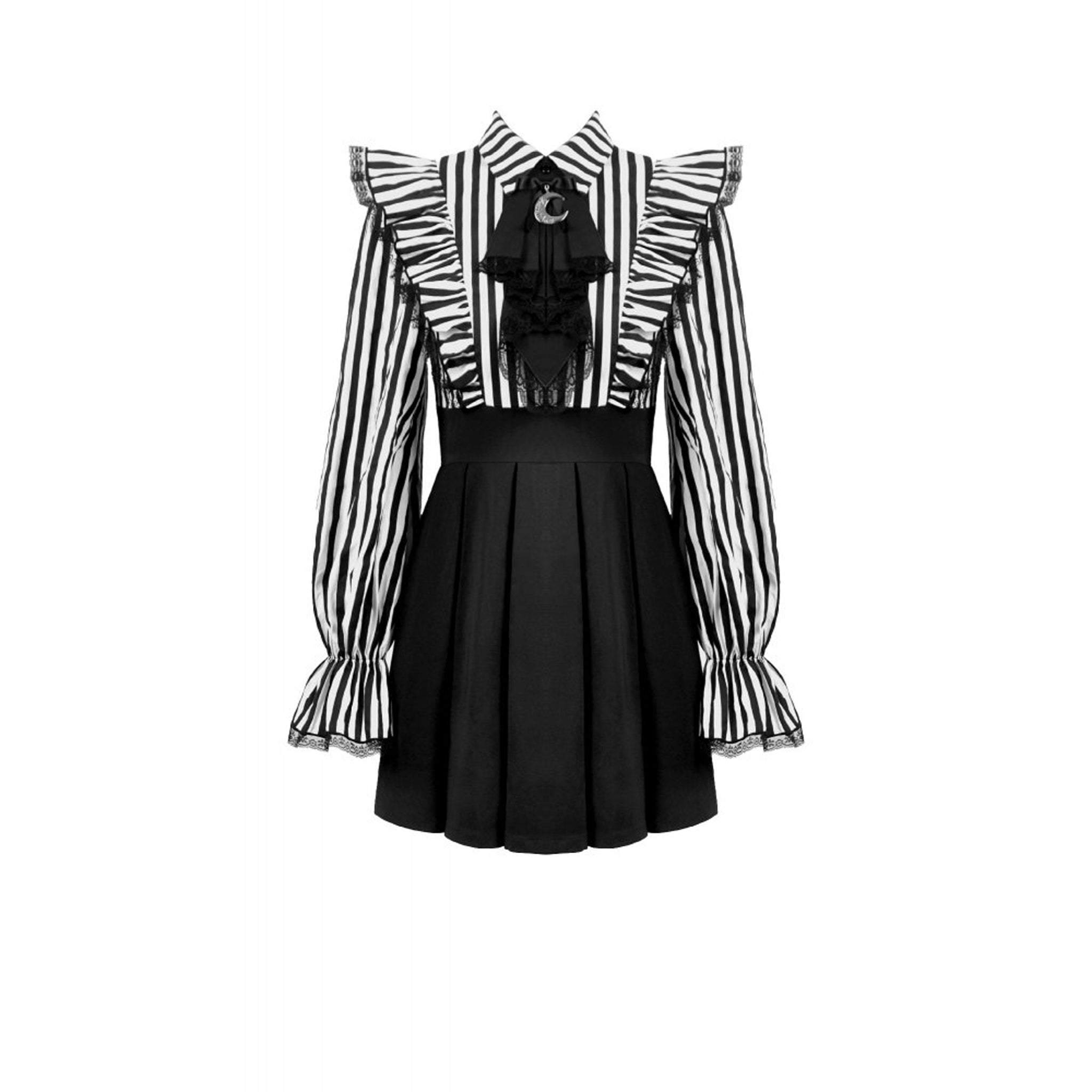 Striped Ruffle Shoulder Dress