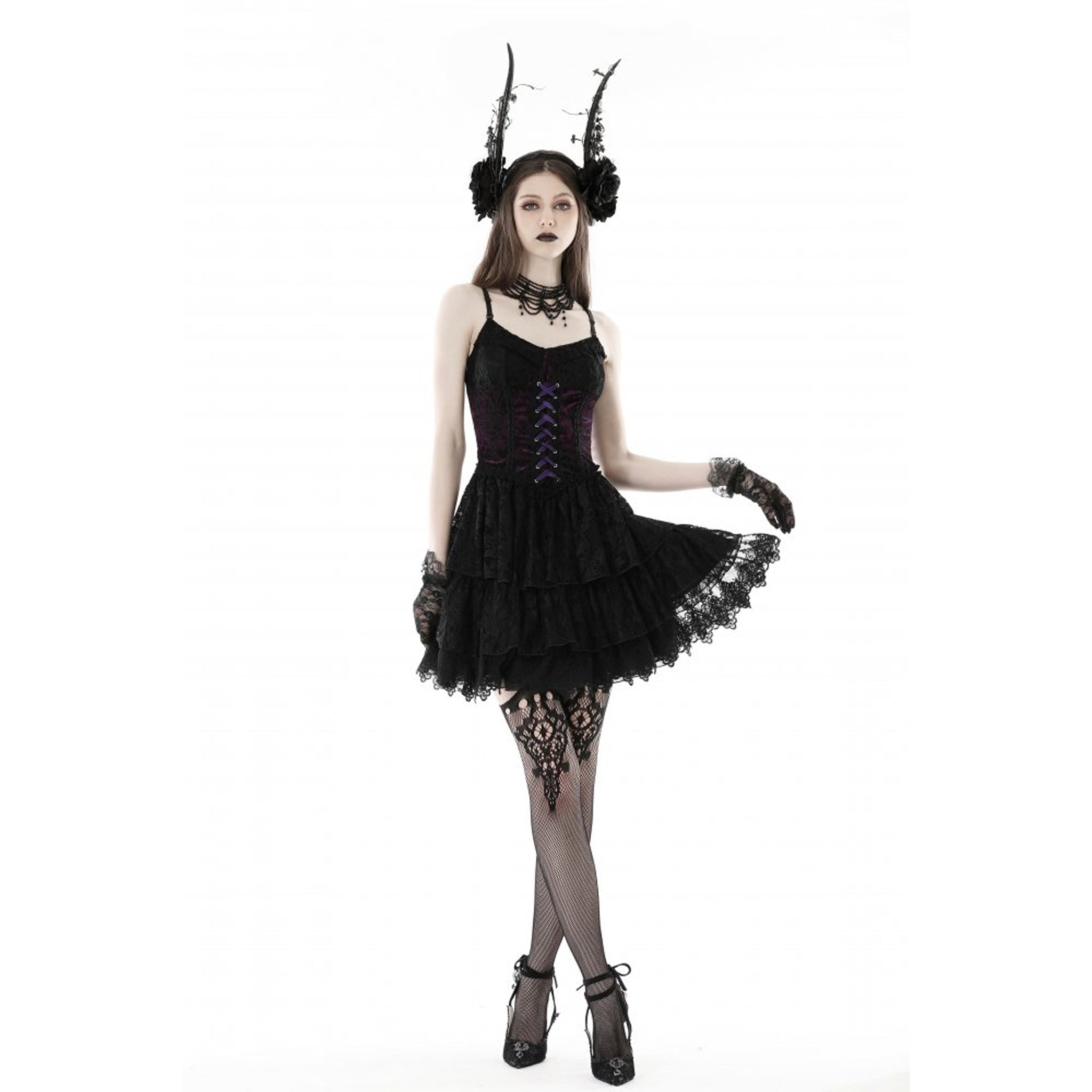 Purple Lace Mini Dress