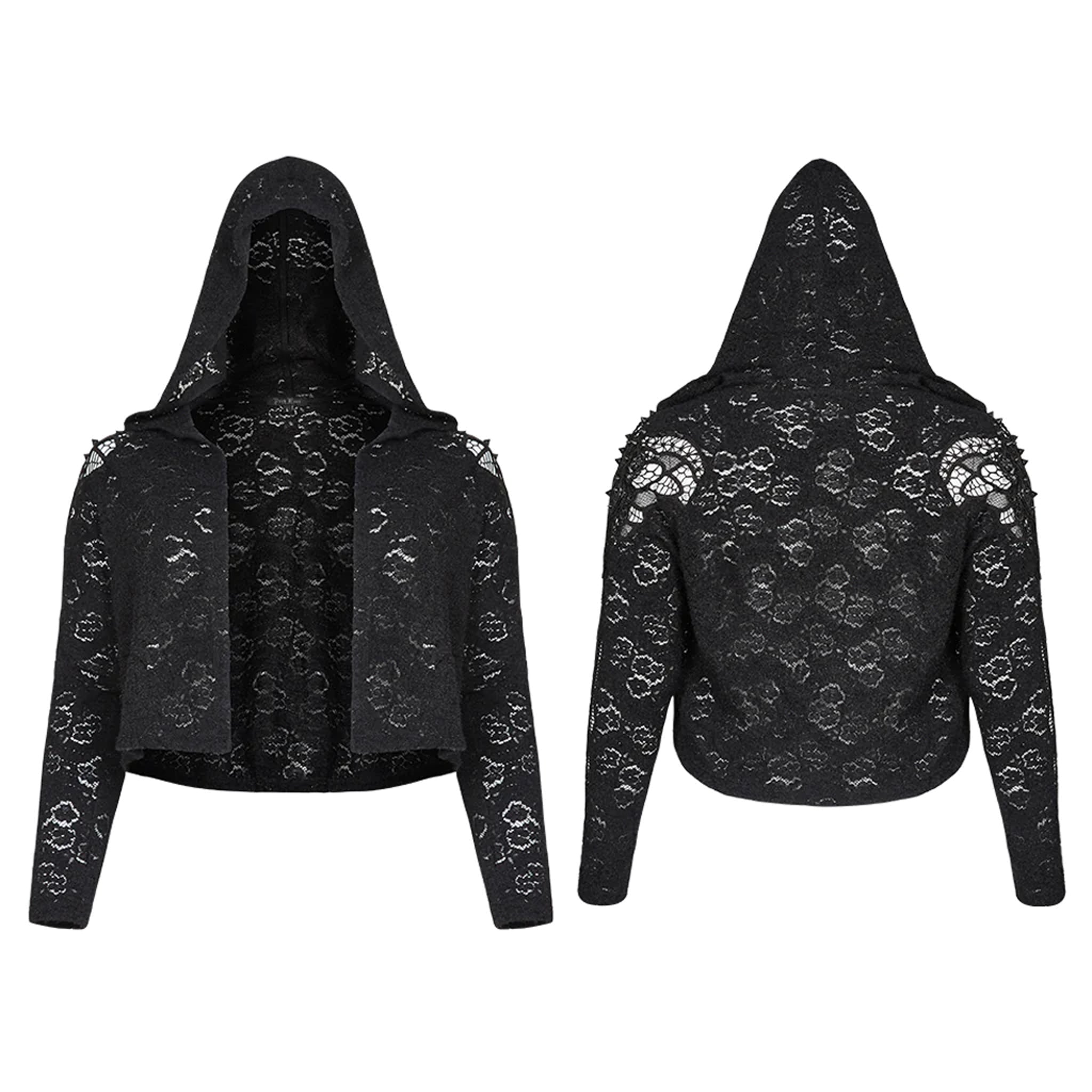 spiked lace applique hoodie