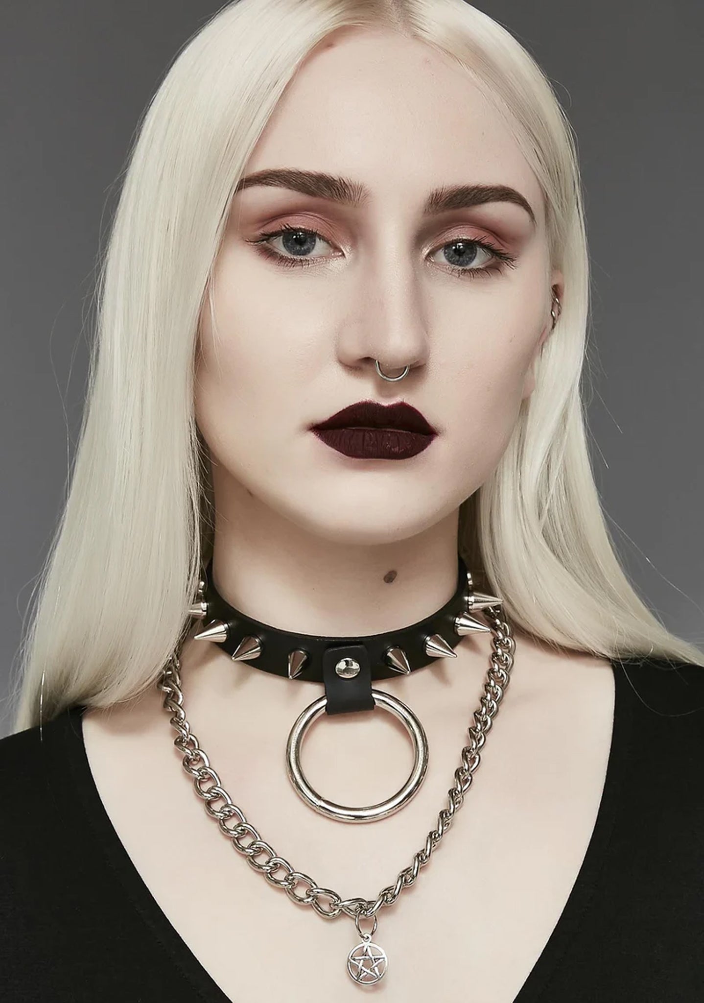 Large Cone Spike Ring Choker