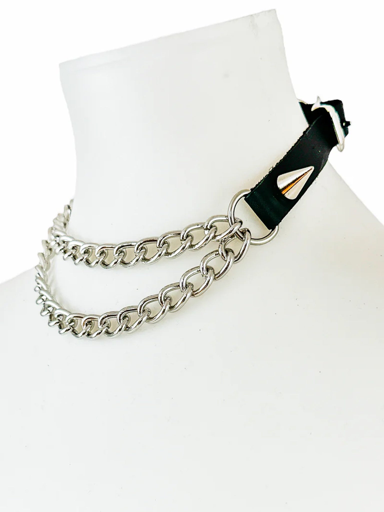 2 Spike Chain Drape Choker