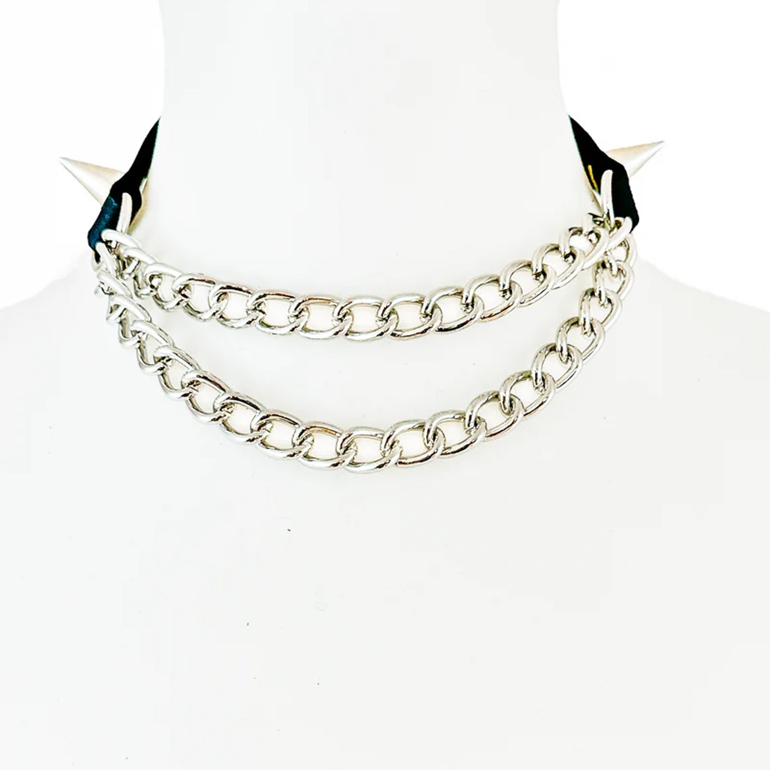 2 Spike Chain Drape Choker