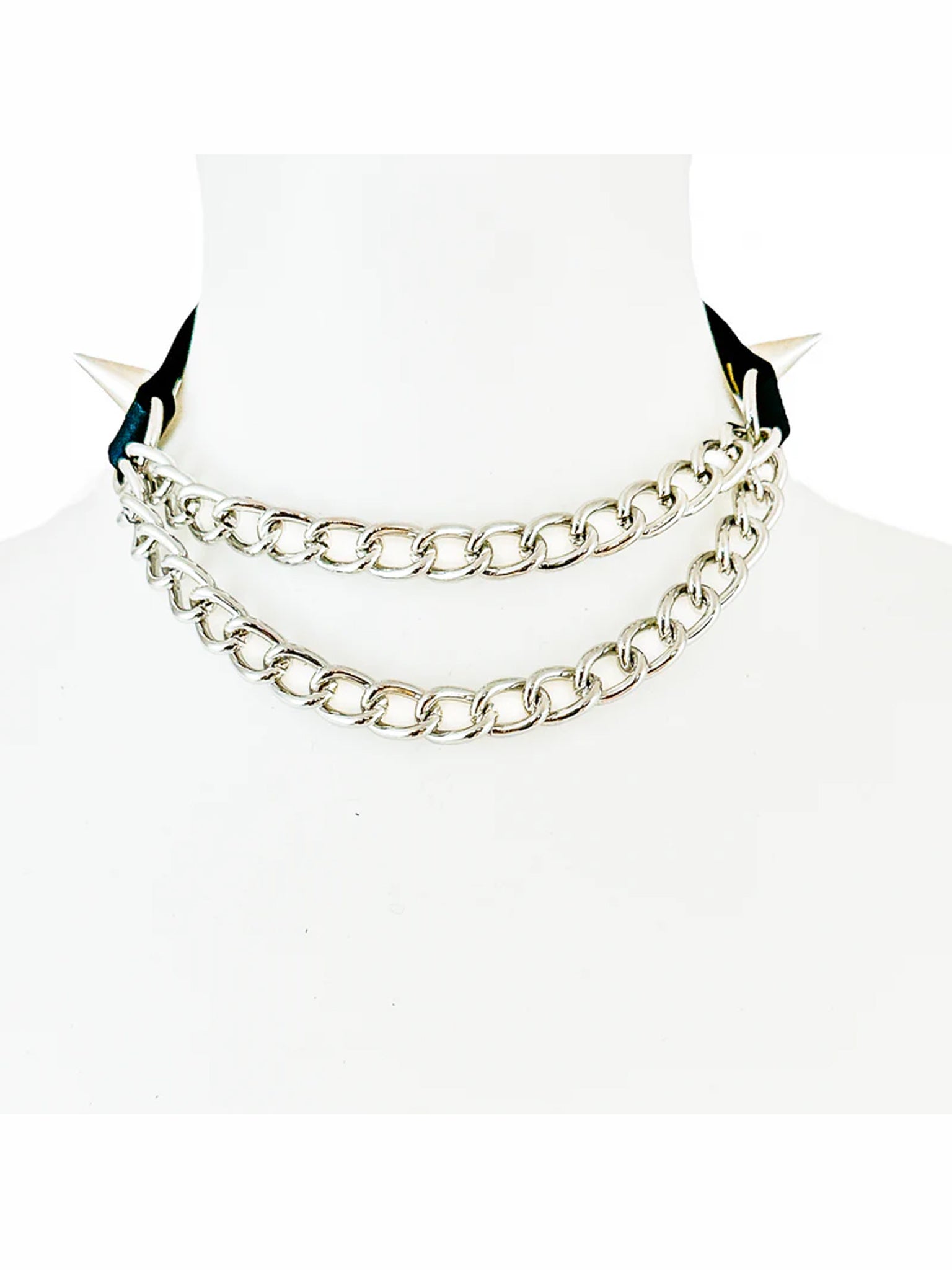 2 Spike Chain Drape Choker