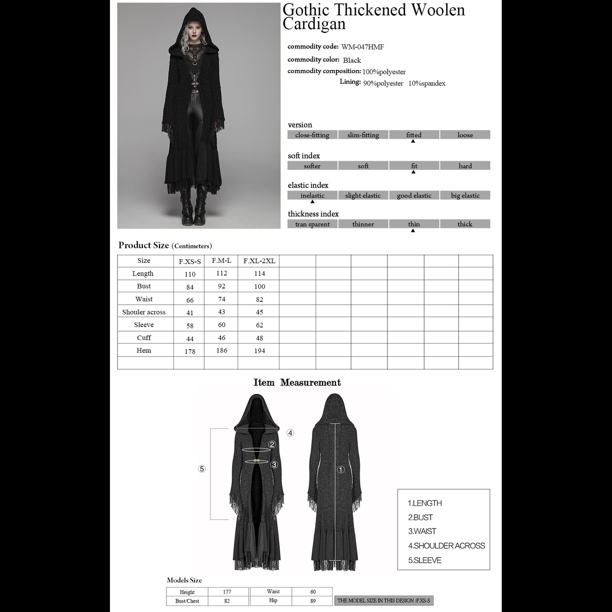 Gothic Thickened Woolen Cardigan
