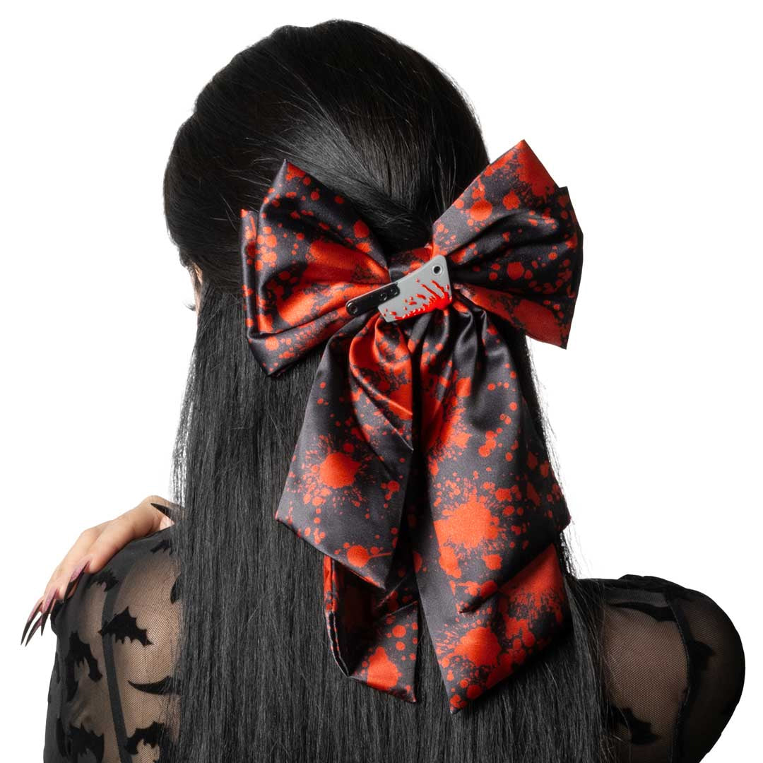 Blood Splatter Cleaver Satin Hair Bow