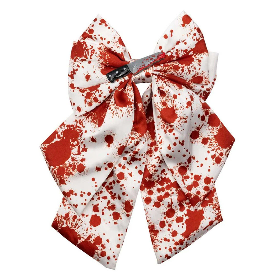 Blood Splatter Knife Satin Hair Bow