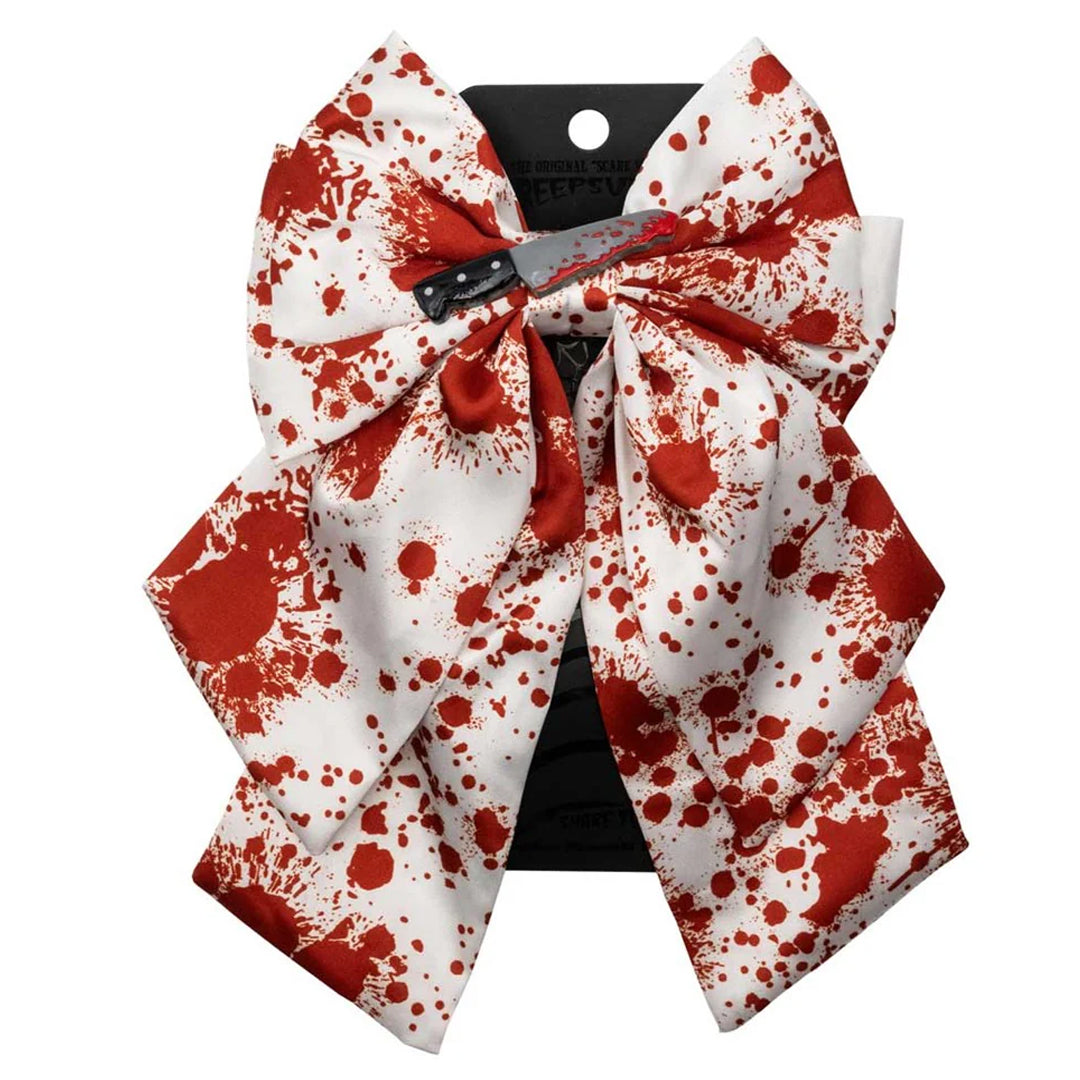 Blood Splatter Knife Satin Hair Bow