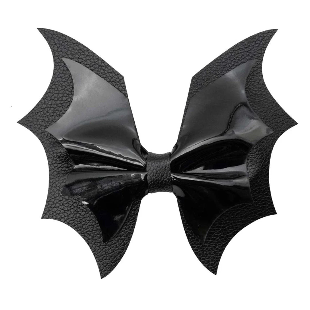 Batwing Black PVC Hair Bow