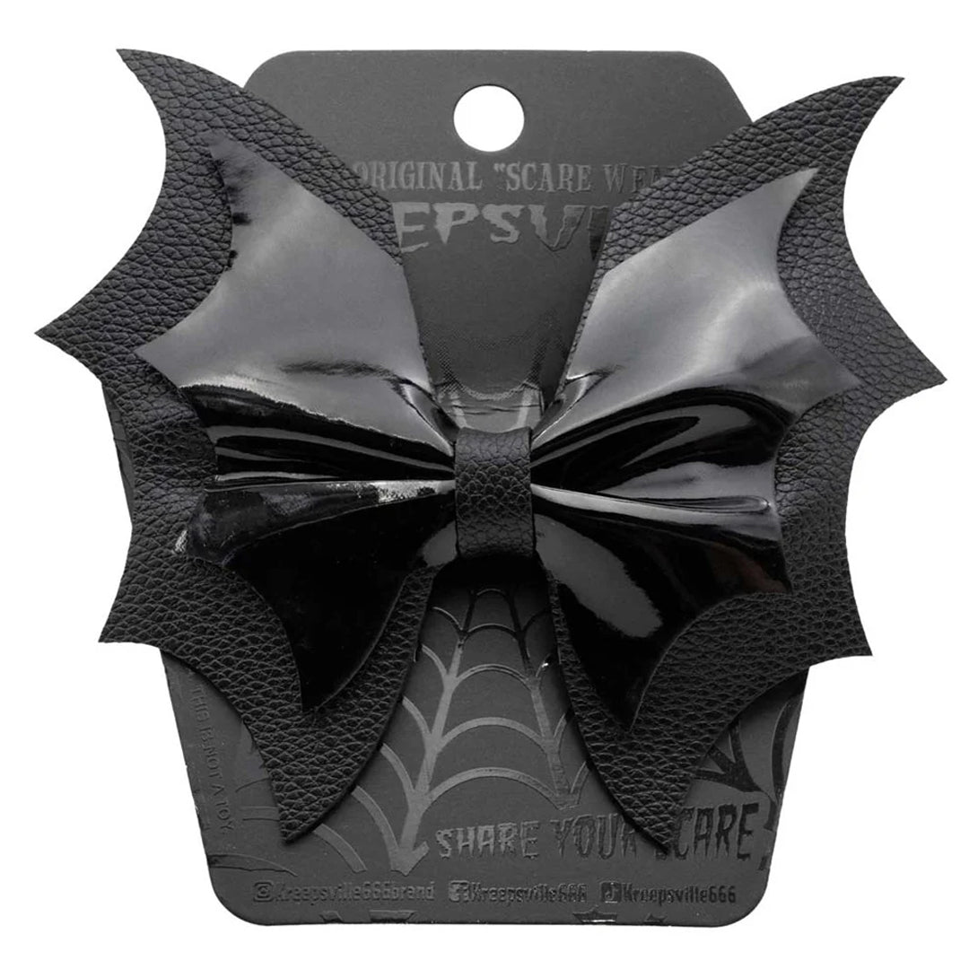 Batwing Black PVC Hair Bow