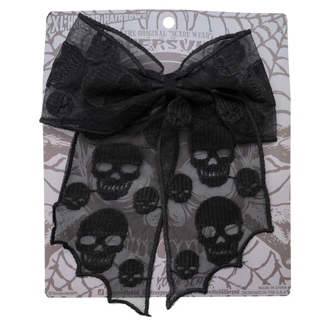 Skull Lace Hair Bow