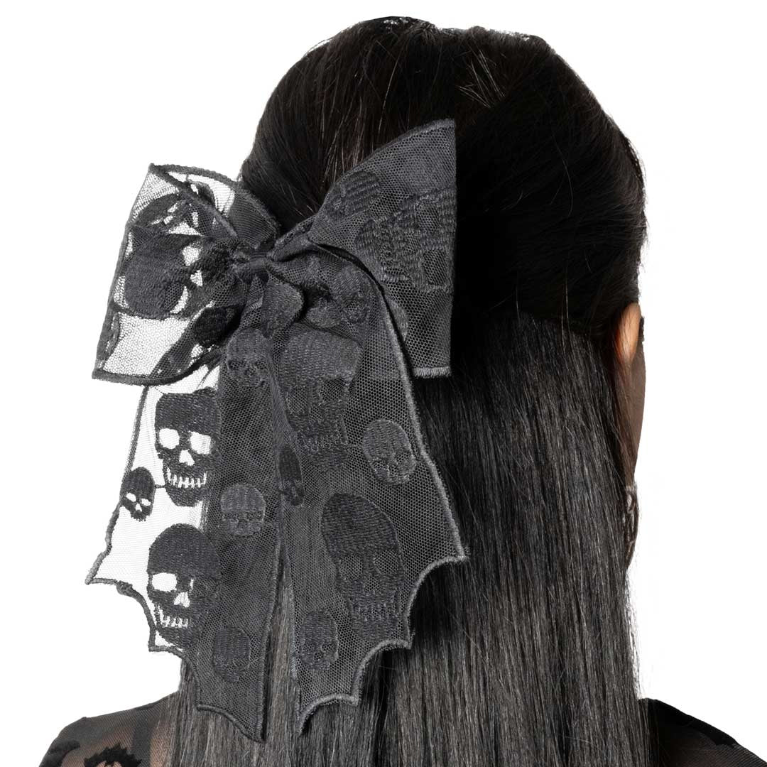 Skull Lace Hair Bow