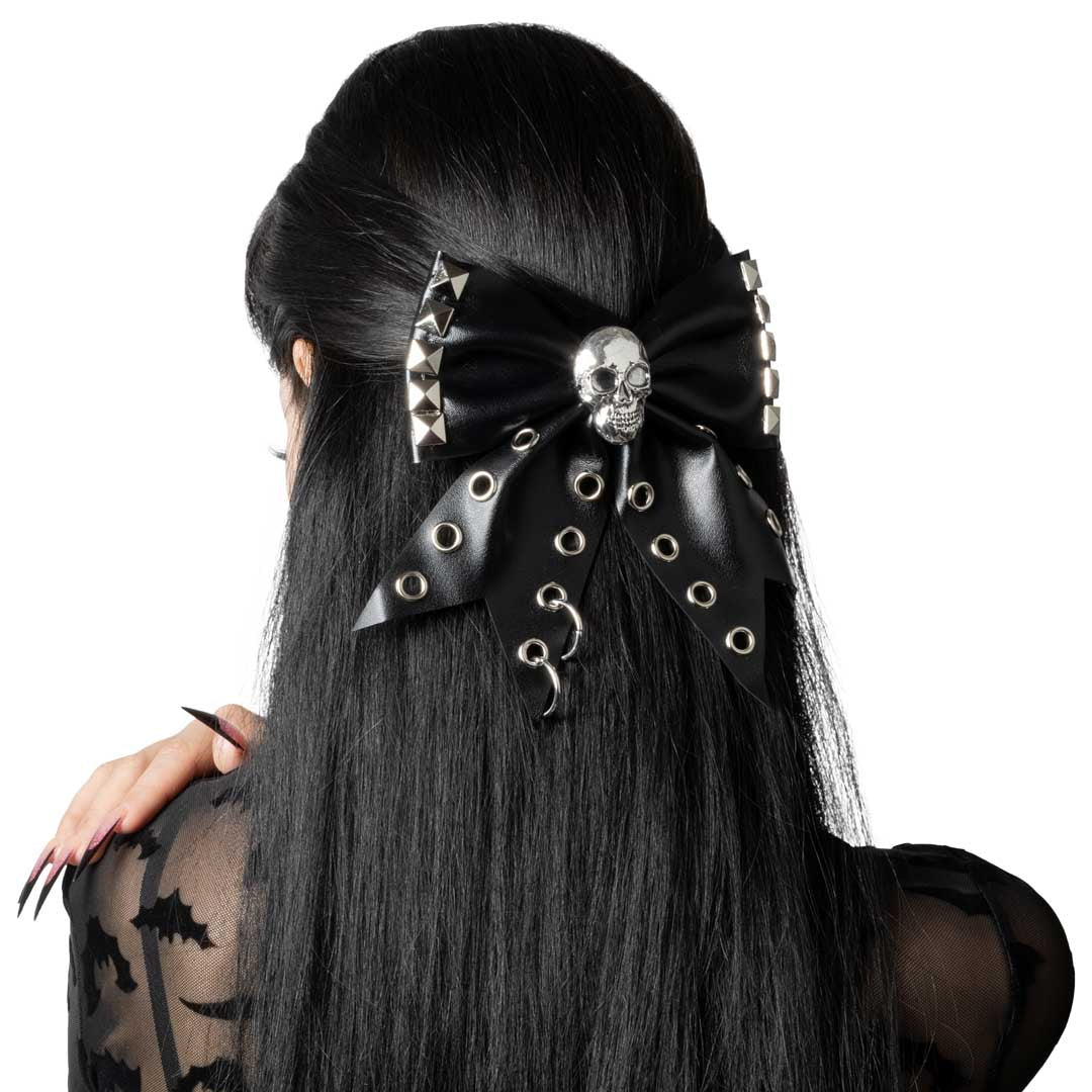 Skull Stud Hair Bow