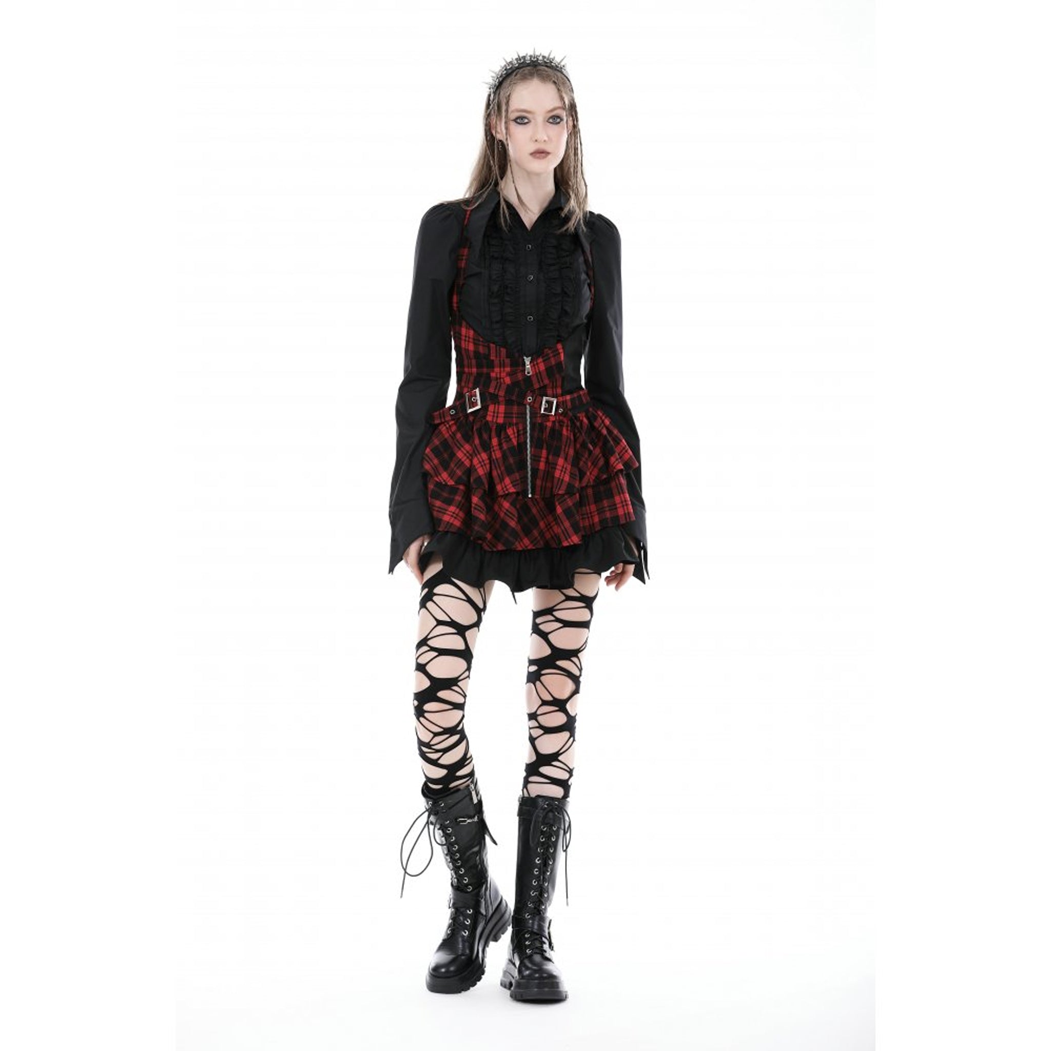 Gothic Black Ruffle Blouse