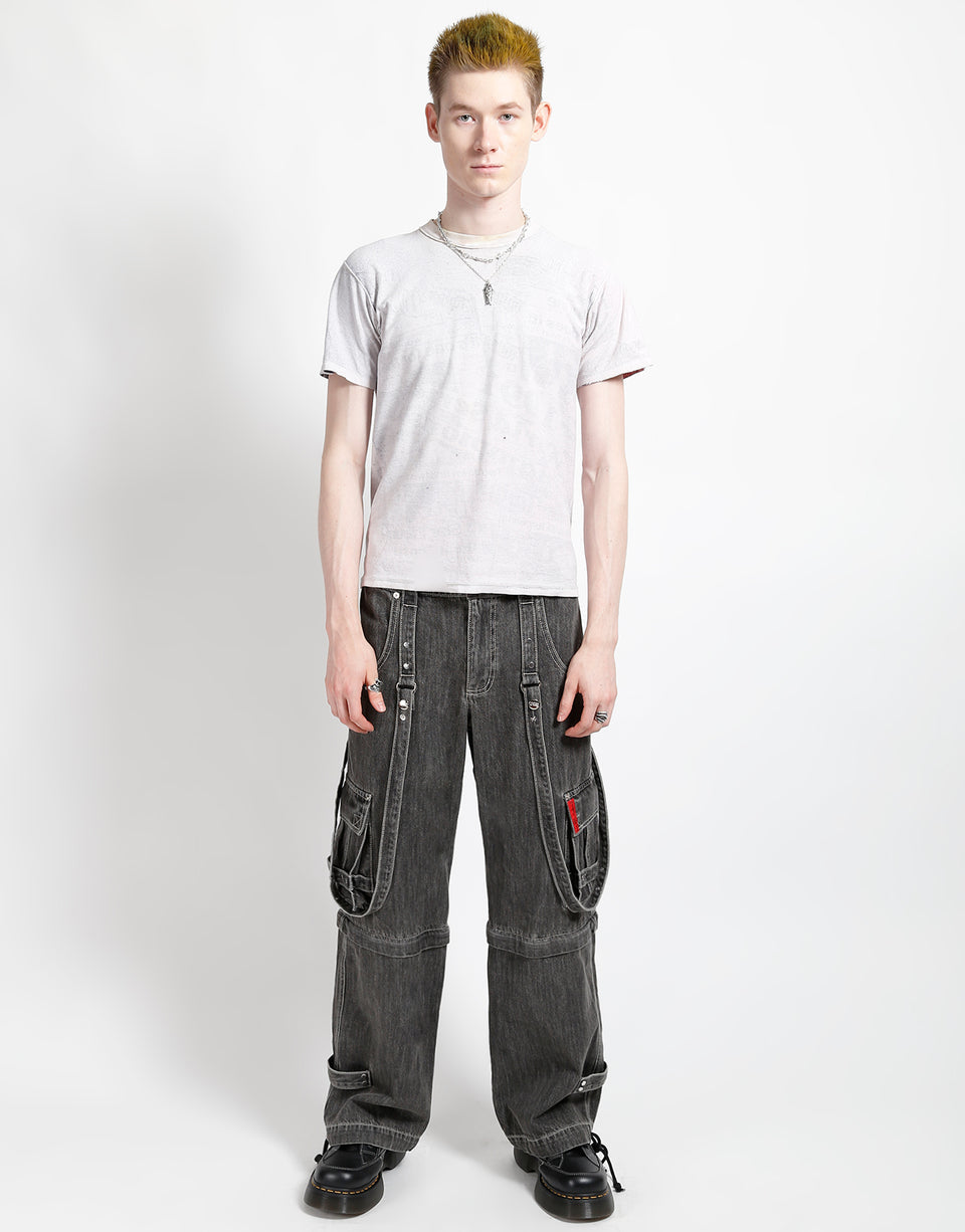 Zip Off Crush Cargo Pant -Black Denim