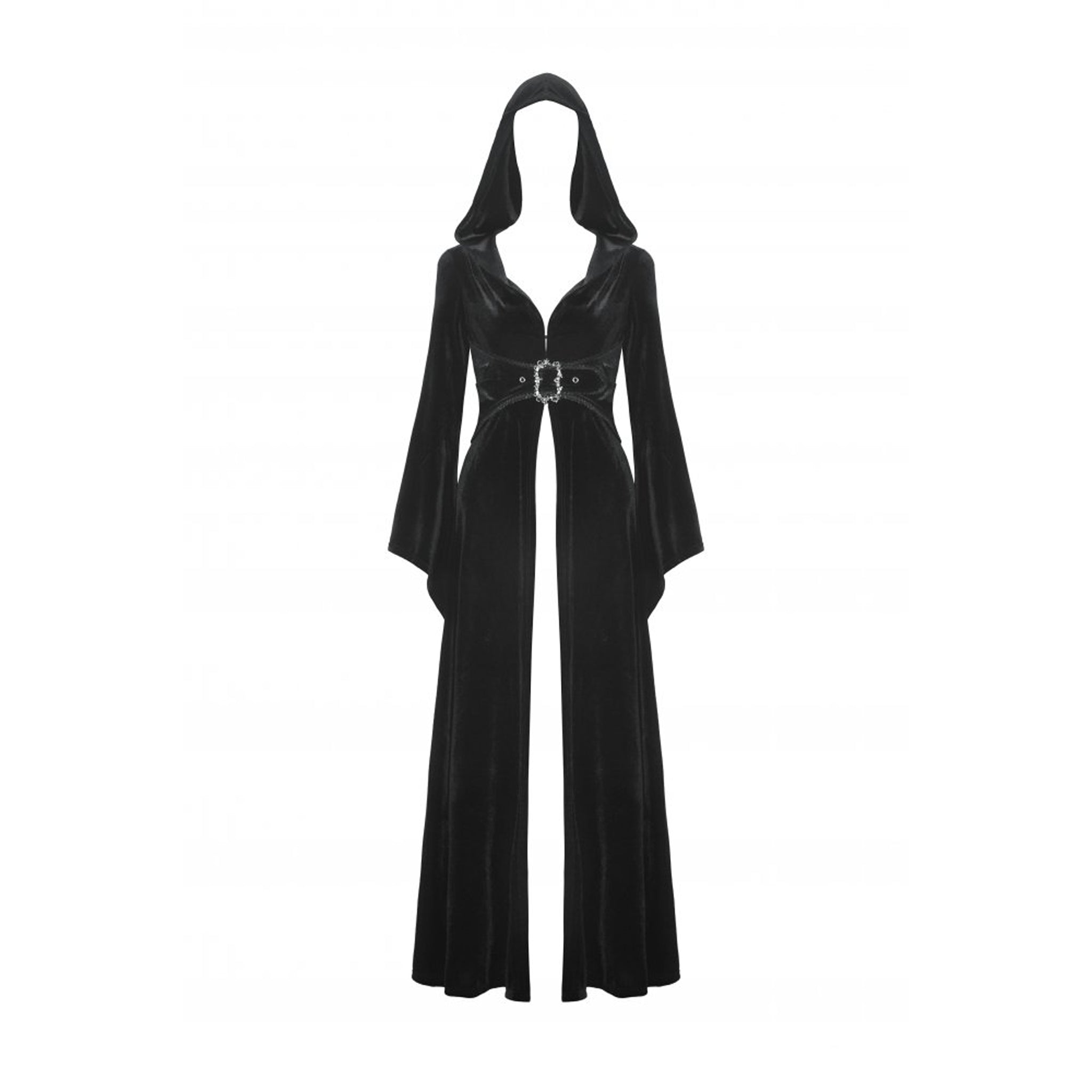 Hooded Velvet Long Coat