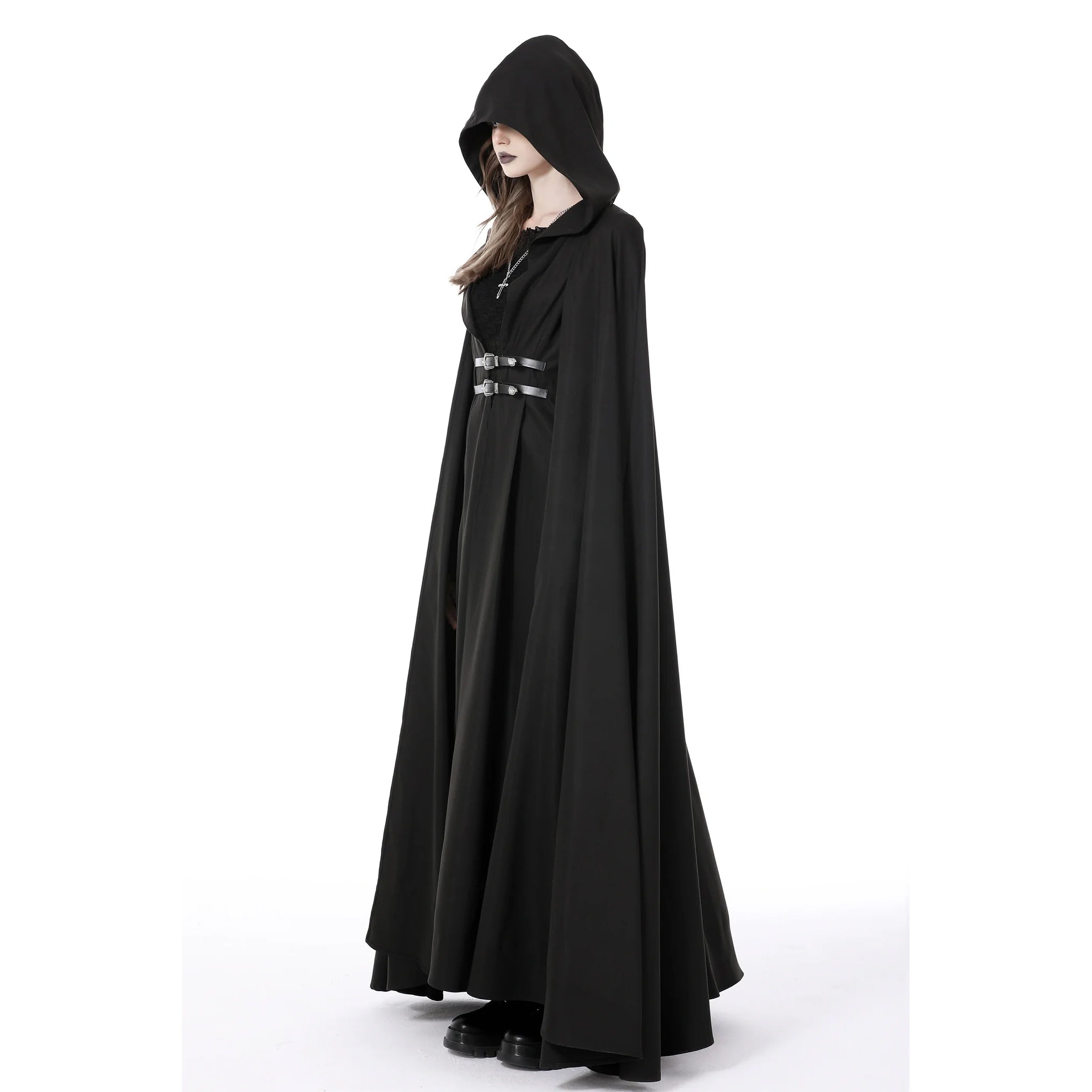 dark side hooded buckled cloak