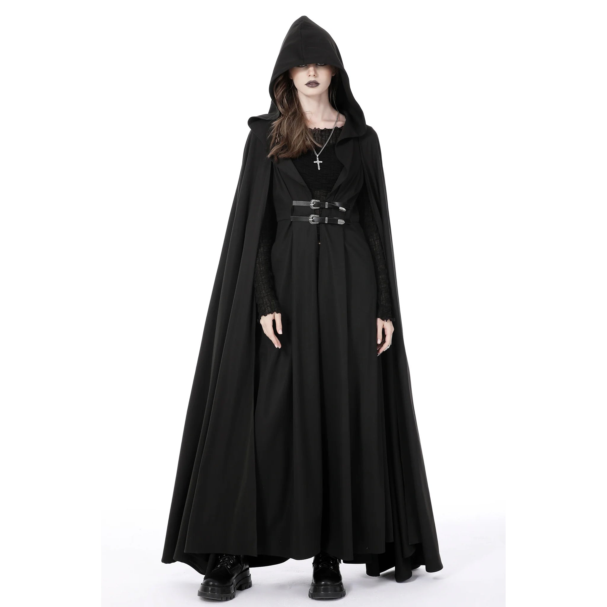 dark side hooded buckled cloak