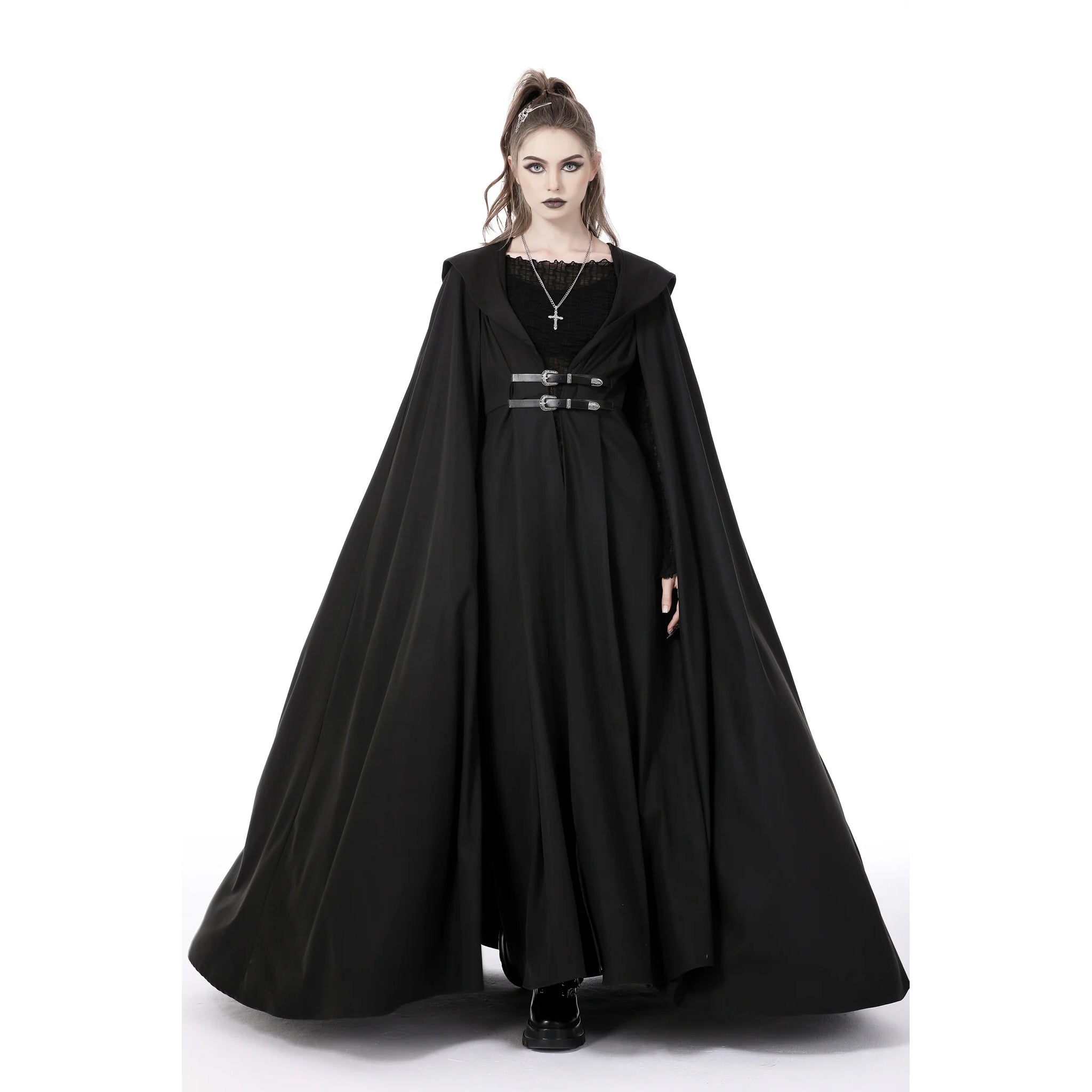 dark side hooded buckled cloak